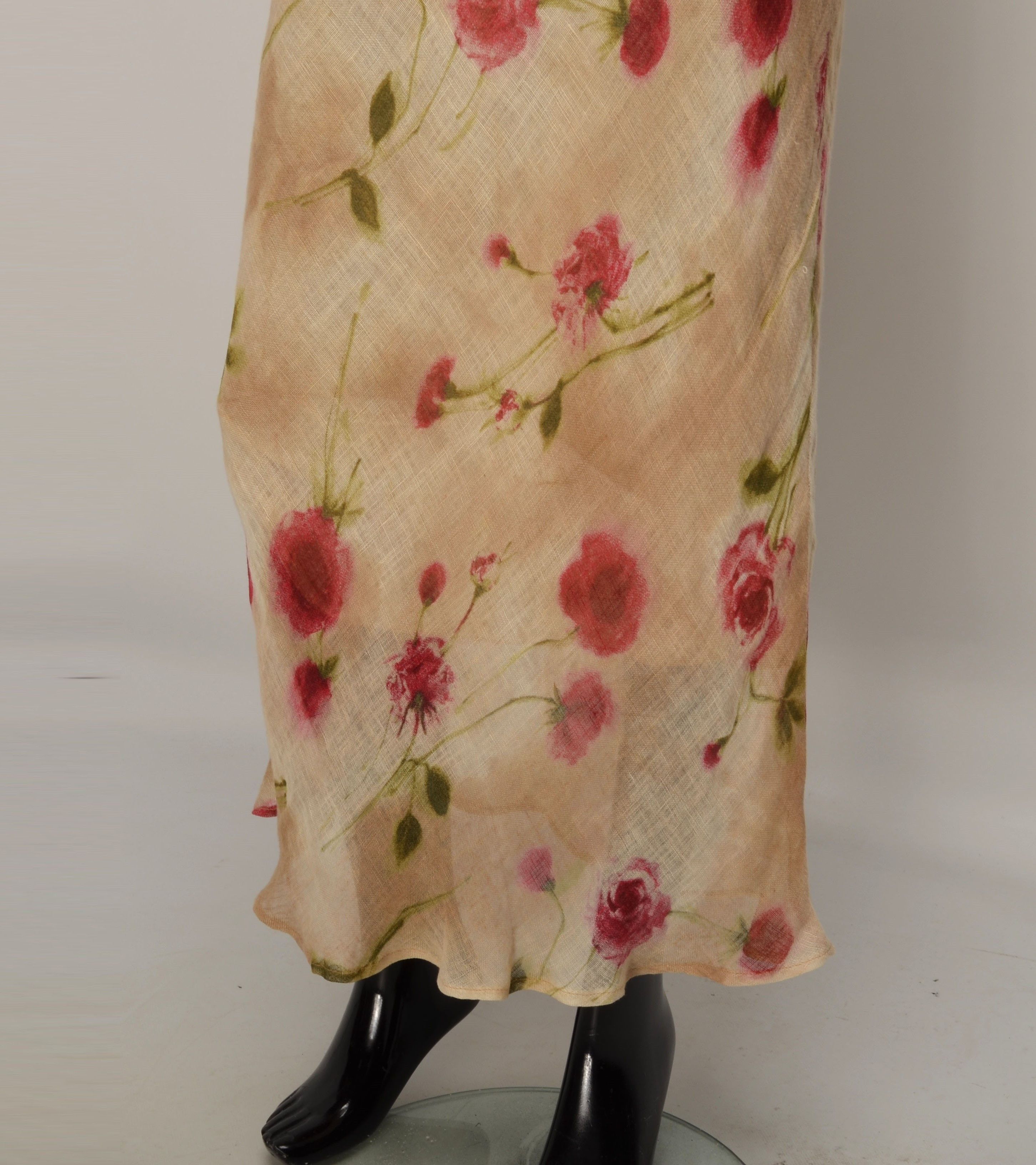 Other Vintage Alex & Co Y2K Linen Floral 100% Linen Mermaid Skirt Size 28" / US 6 / IT 42 - 3 Thumbnail