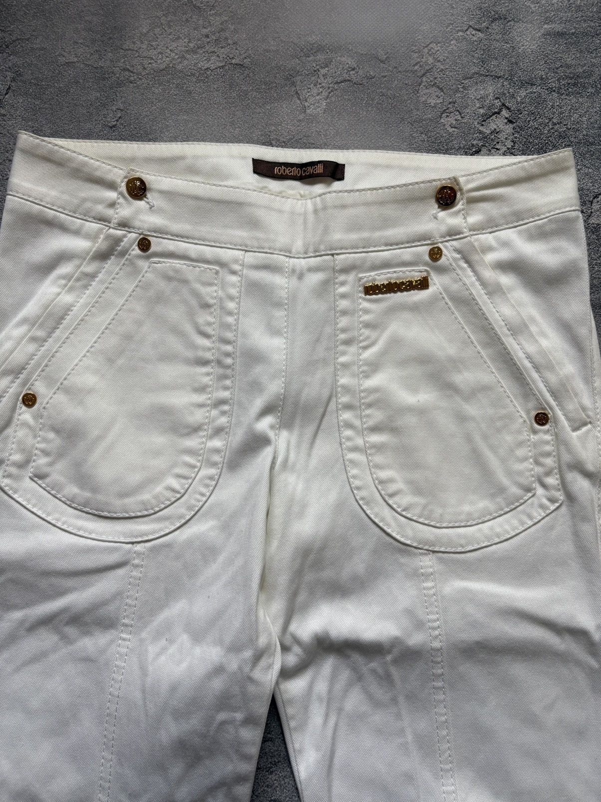 Roberto Cavalli Vintage Roberto Cavalli Luxury Women’s White Flared Pants Size 27" / US 4 / IT 40 - 7 Thumbnail