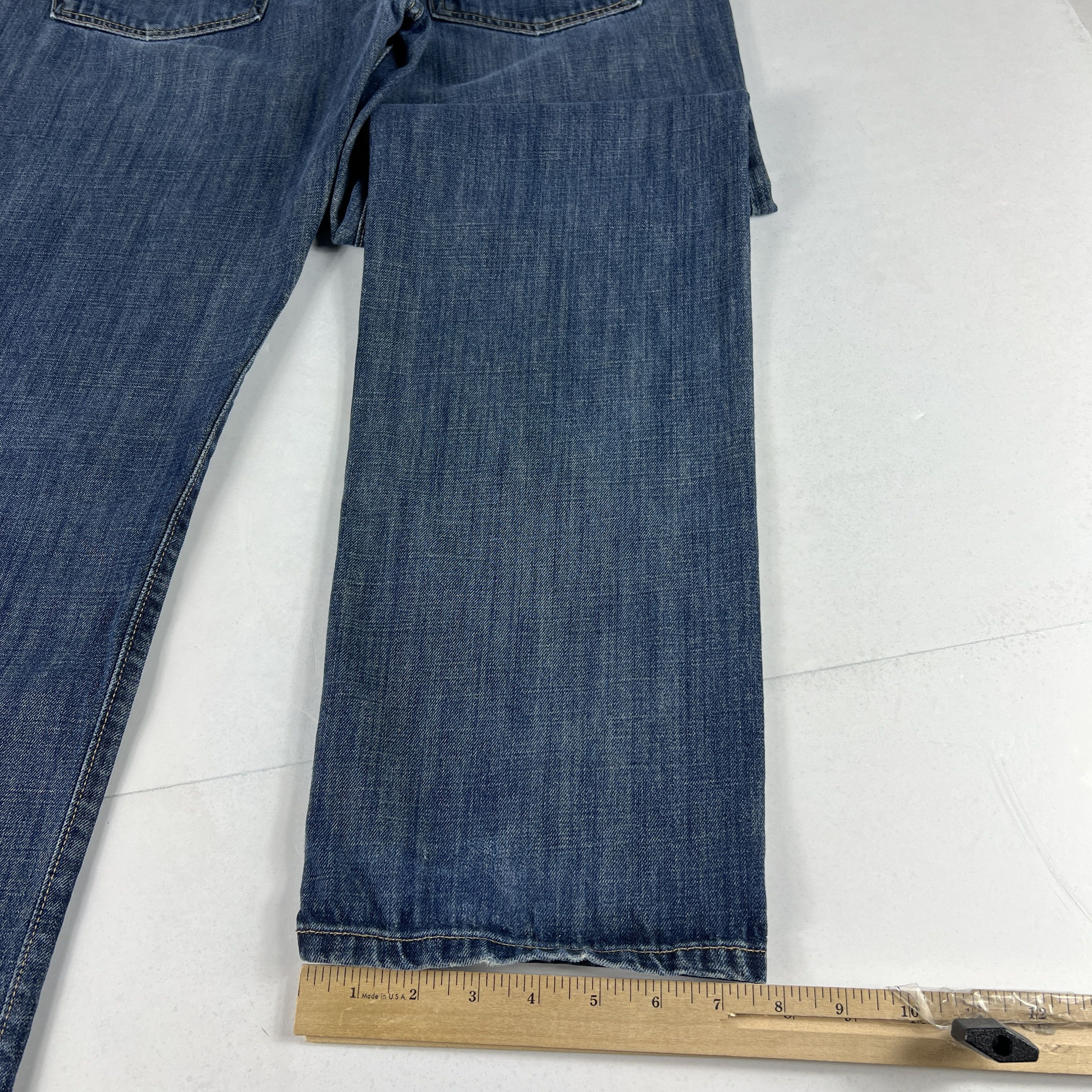 Lucky Brand Lucky Brand Jeans 221 Straight Blue Faded Distressed Denim Size US 33 - 16 Thumbnail