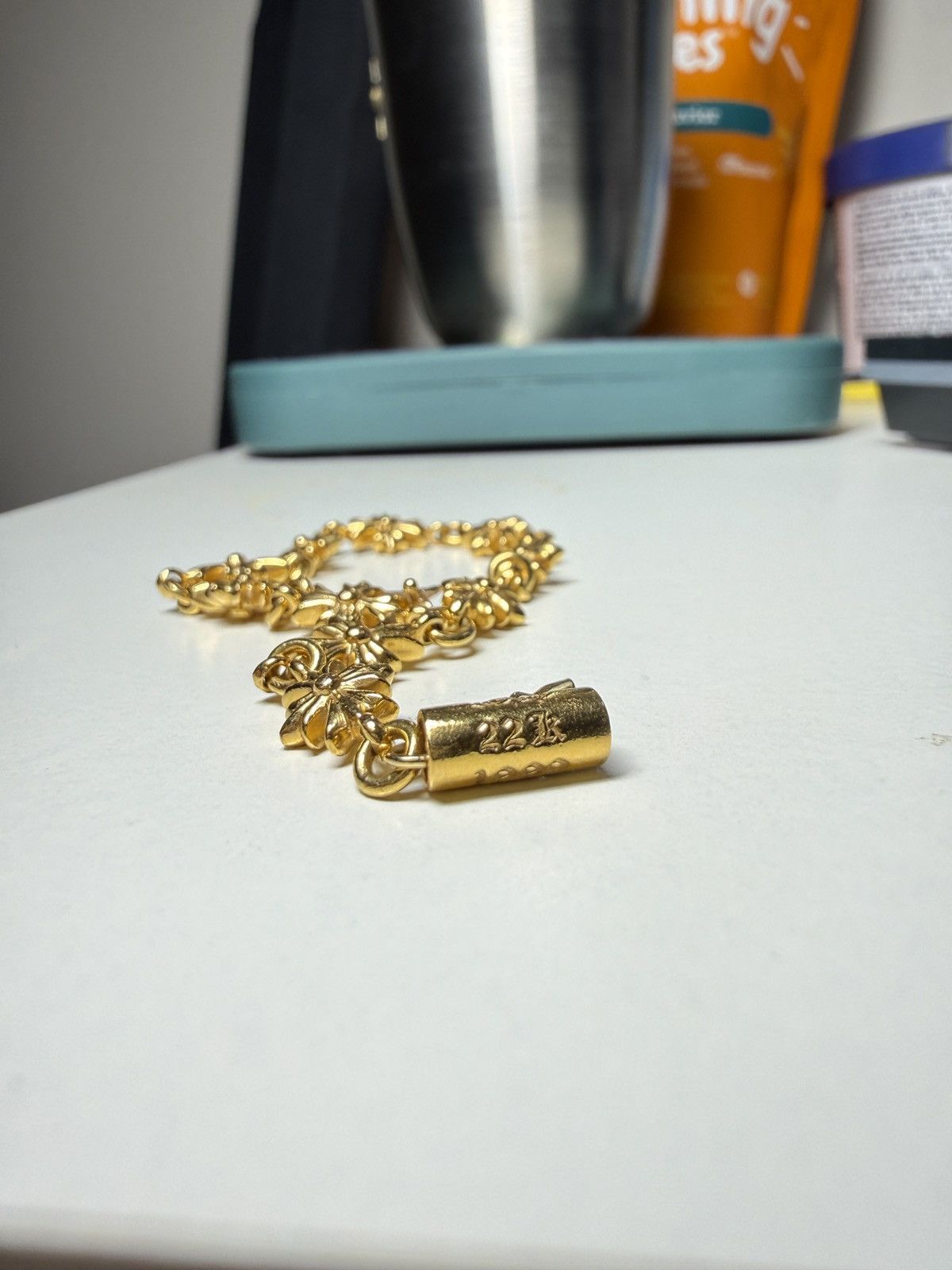 Chrome Hearts Chrome Hearts Gold Tiny E Cross Plus Bracelet Logo small Size ONE SIZE - 21 Thumbnail