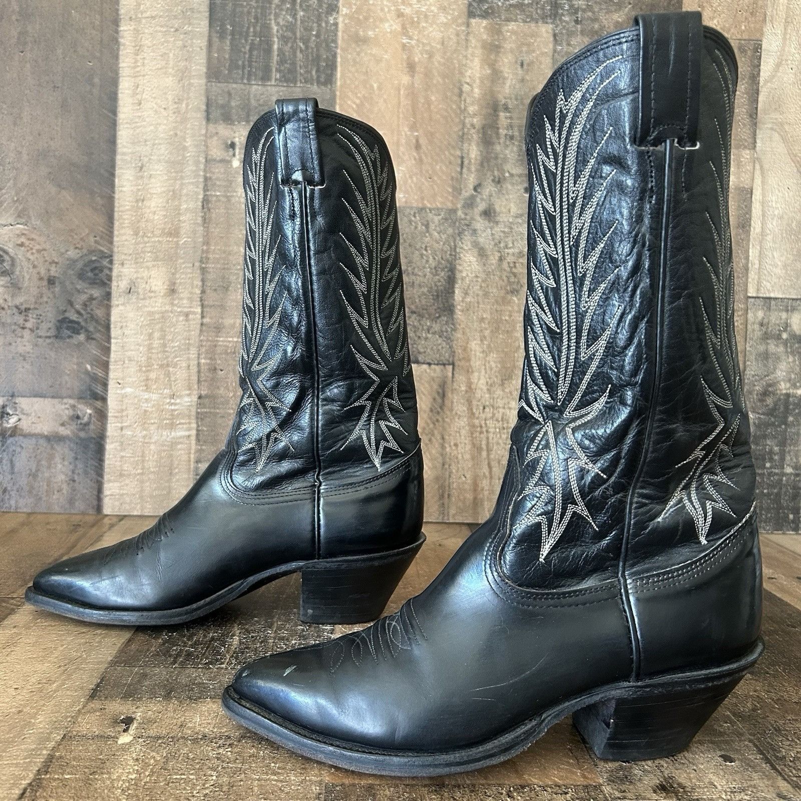 Nocona Boots Nocona Vintage Classic Black Western Cowboy Boots Mens 8 D Size US 8 / EU 41 - 12 Thumbnail