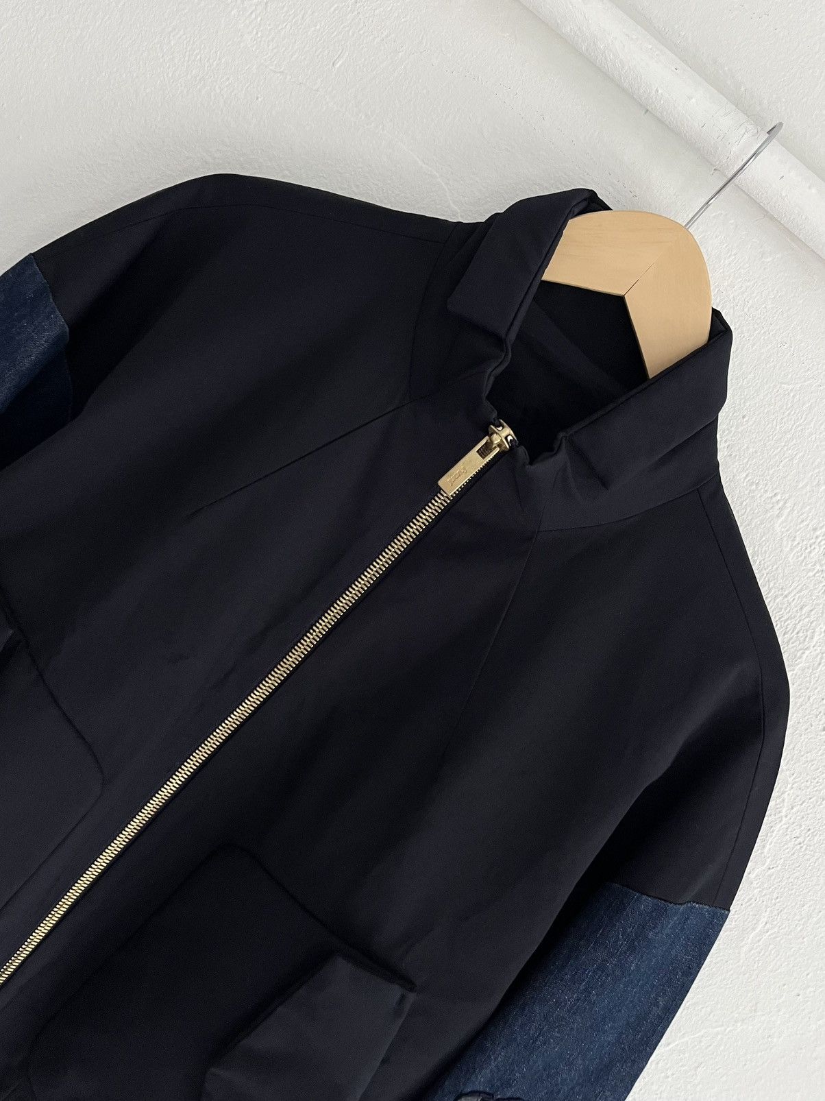 Juun.J Juun.J Leather Accented Navy Bomber Jacket Avant Garde Size US S / EU 44-46 / 1 - 2 Thumbnail