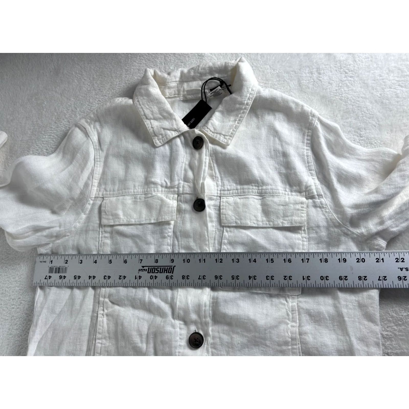 Nicole Miller Nicole Miller Womens Linen Button-Up Jacket Large White Pockets Lightweight New Size L / US 10 / IT 46 - 7 Thumbnail