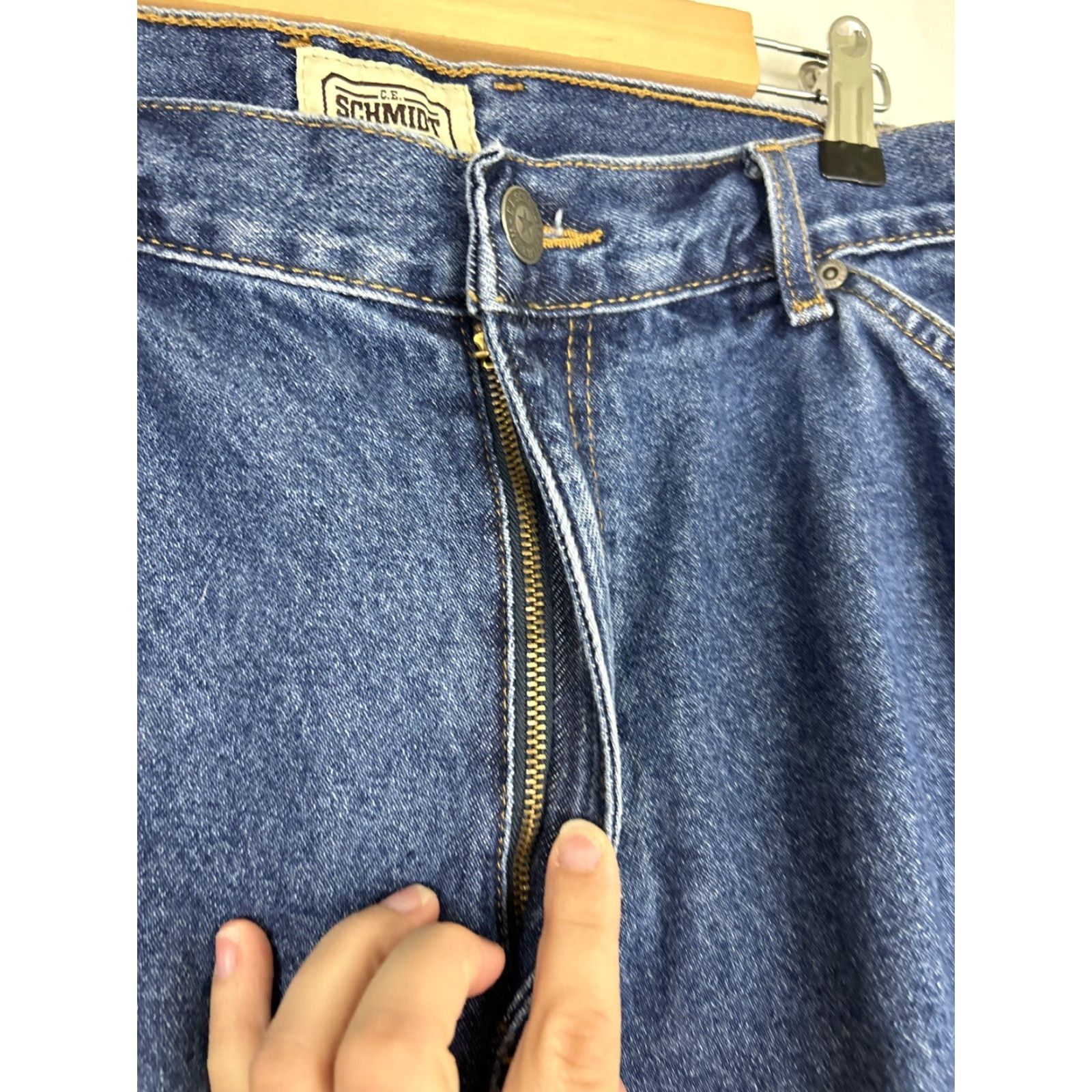 Denime VINTAGE CE Schmidt Workwear Mens 44x30 Blue Denim Jeans Jeans Mens 44 Blue Denim Workwear Straight 30in Inseam Size US 44 / EU 60 - 6 Thumbnail