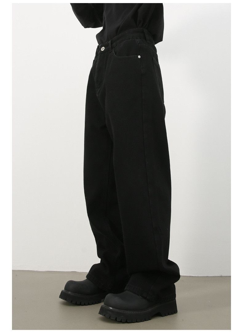 Japanese Brand × Jean Men's black washed loose straight jeans Size US 32 / EU 48 - 4 Thumbnail