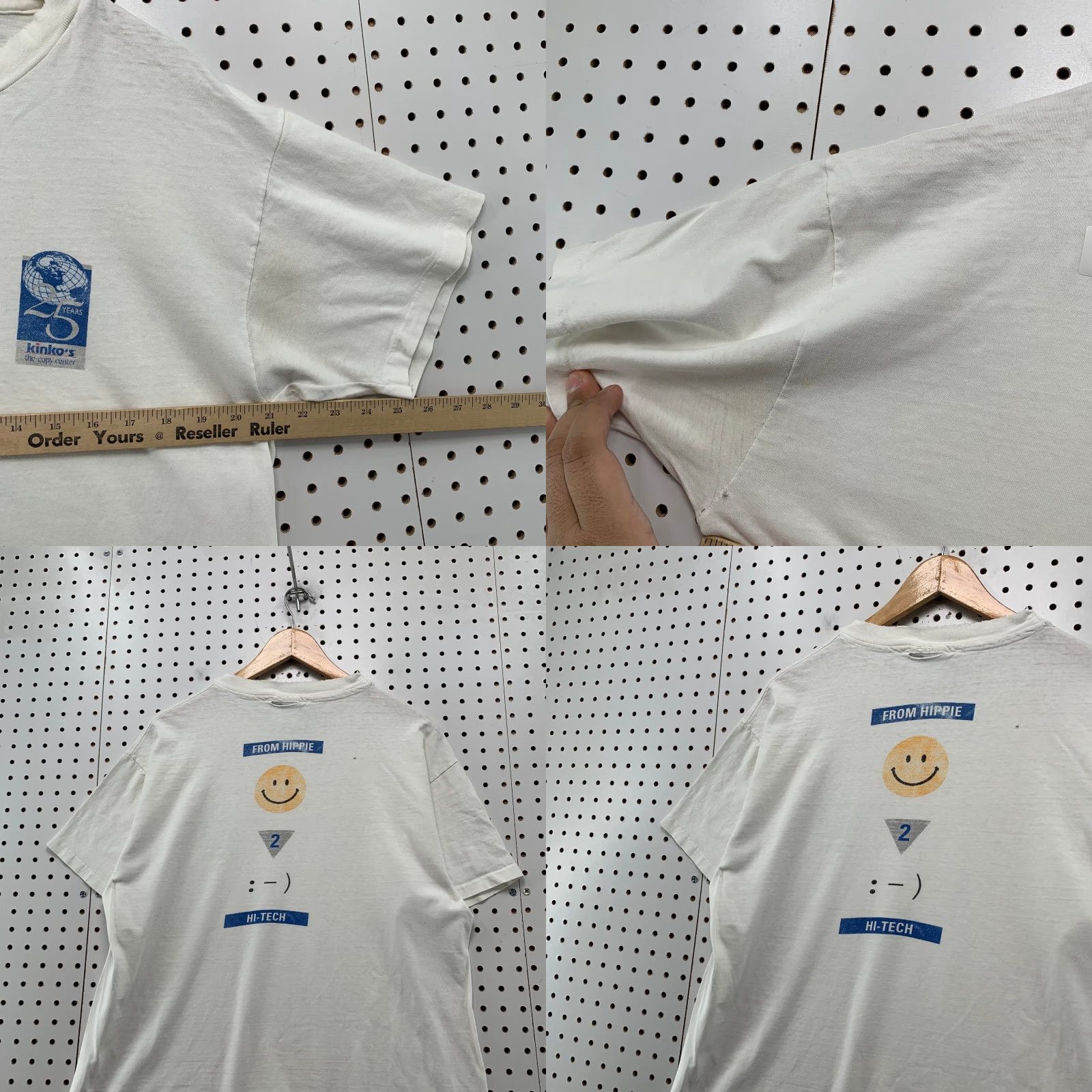 Hanes VINTAGE Kinkos Smiley Face Shirt Mens L White Hanes T-Shirt 90s Cyber Punk Hippie Hi Tech Funny USA Women/Men Size US L / EU 52-54 / 3 - 8 Thumbnail