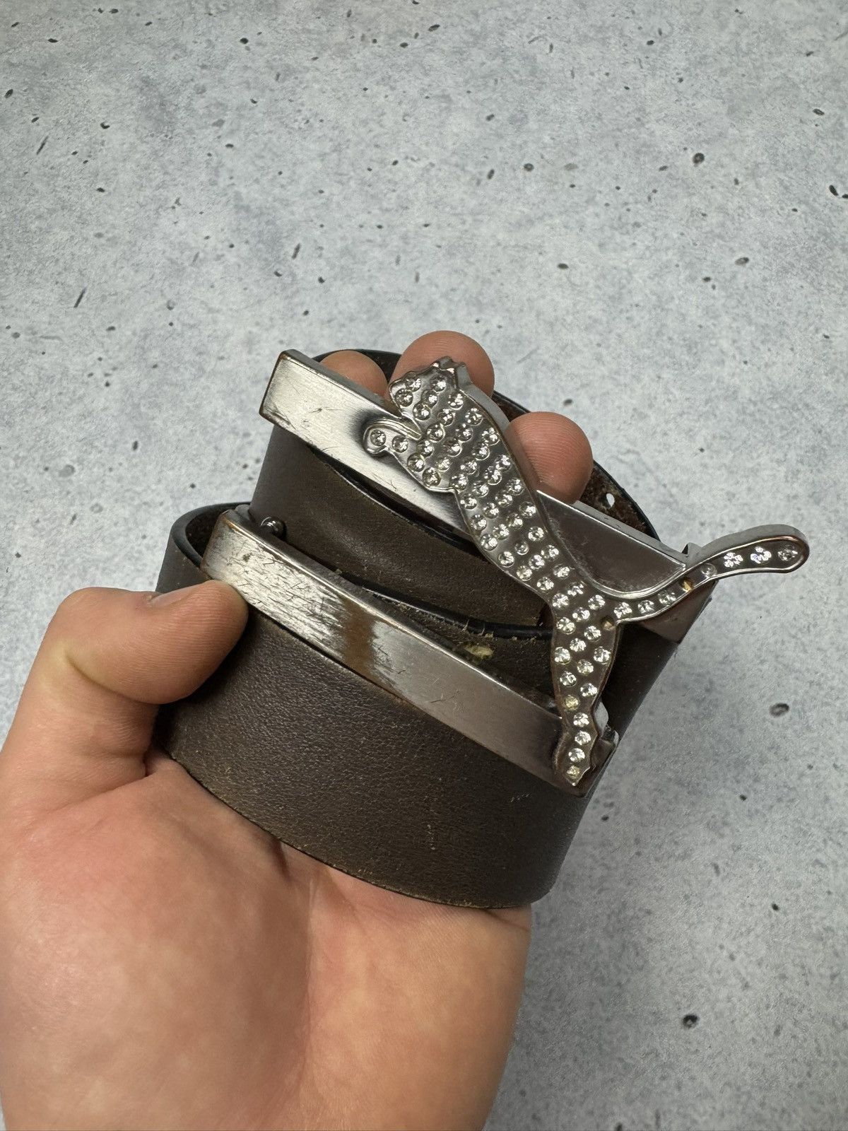 Puma Y2K Puma Rhinestone Real Leather Belt Avant Garde Size ONE SIZE - 2 Thumbnail