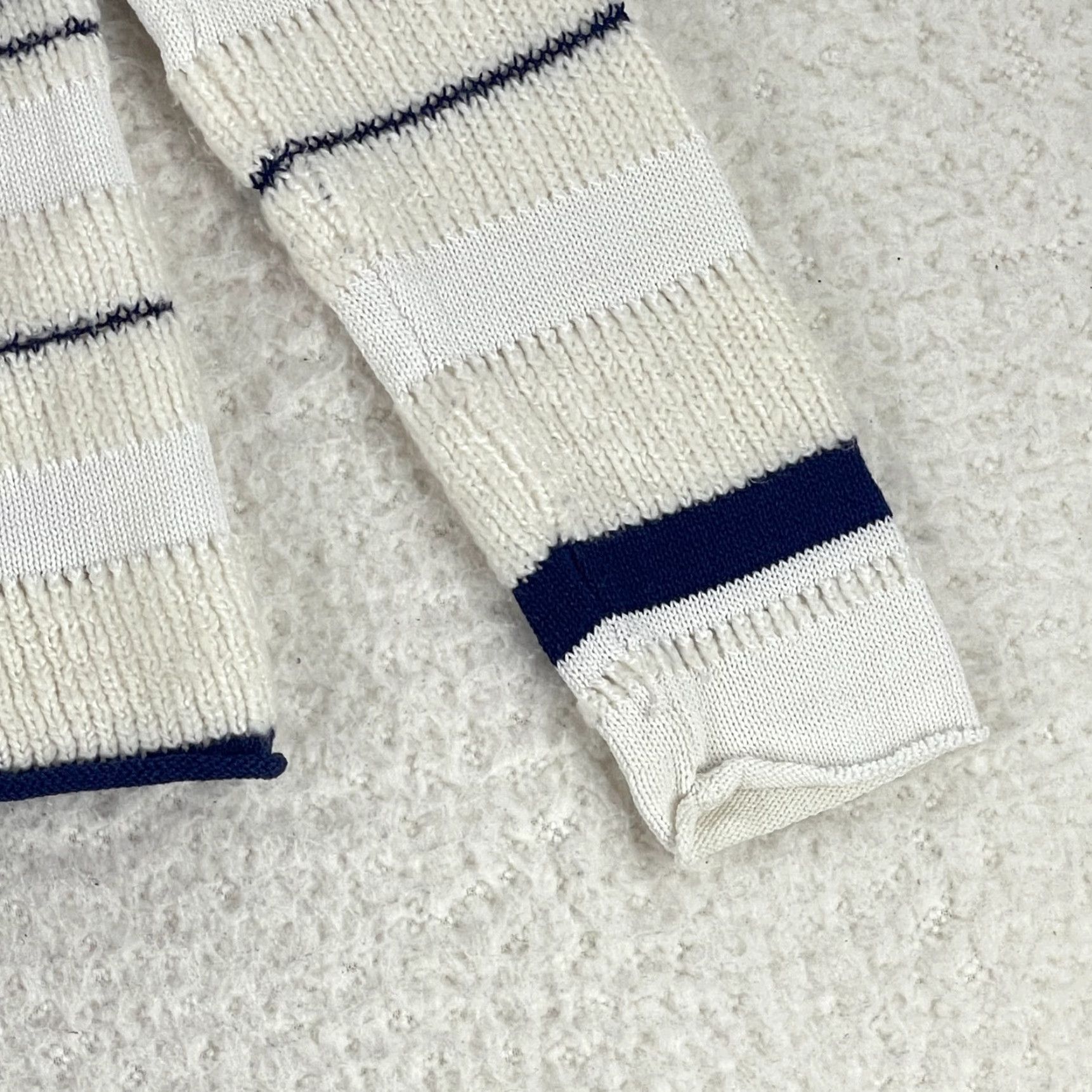 Lou & Grey Lou & Grey Sweater Womens XS Ivory Blue Striped Long Sleeve Knit Pullover Size XS / US 0-2 / IT 36-38 - 5 Thumbnail