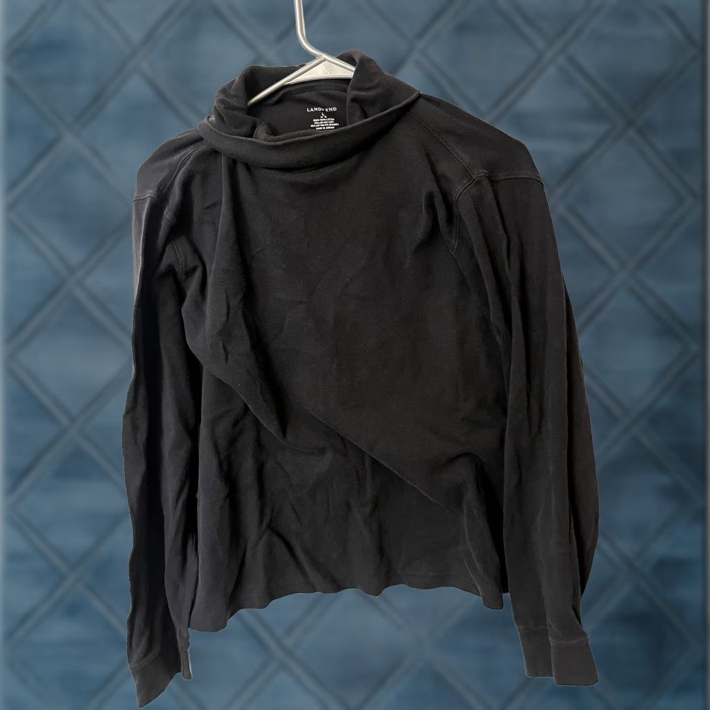 Lands' End Lands' End Reg Fit Turtleneck Long Sleeve Top Black Size L Womens Blouse Size L / US 10 / IT 46 - 1 Thumbnail
