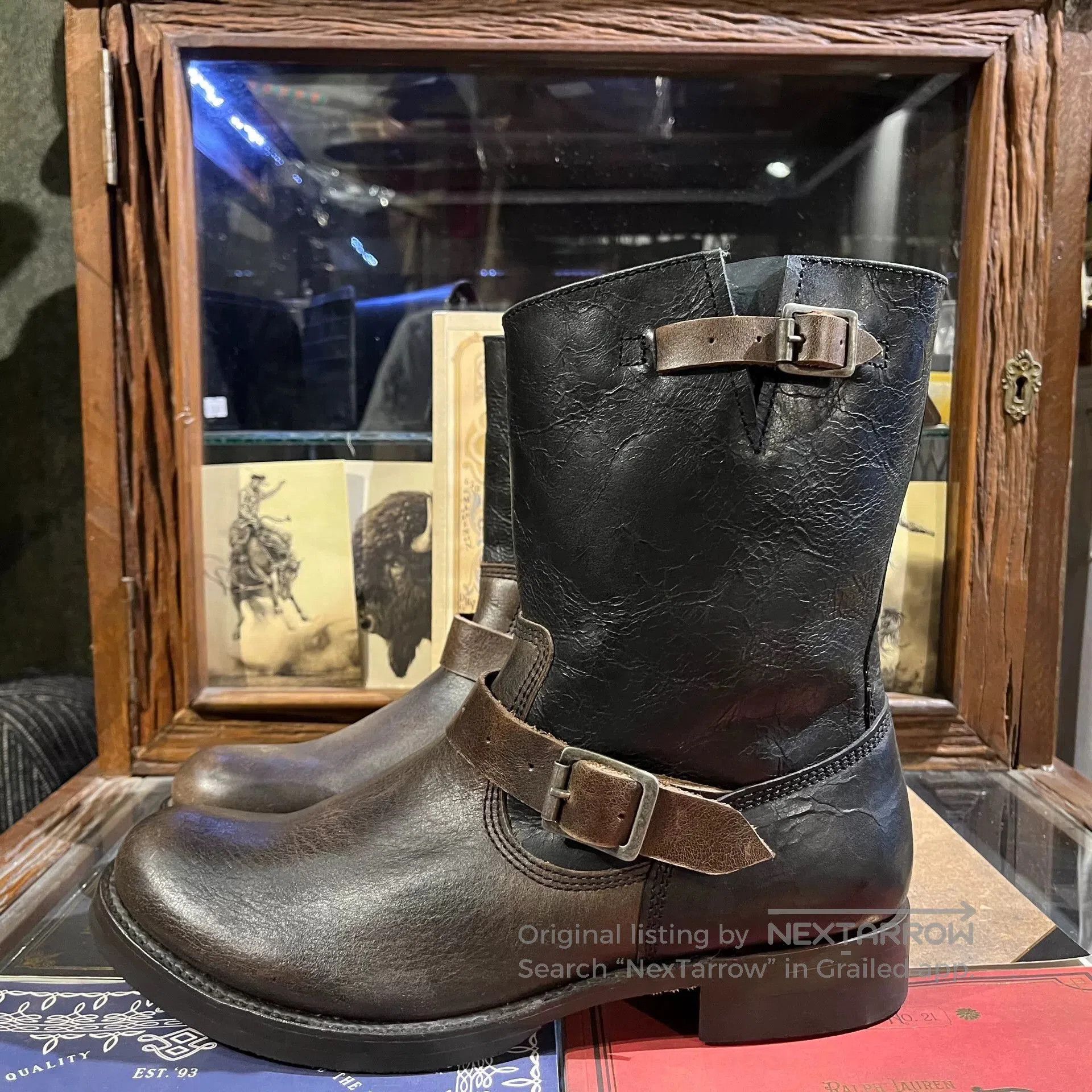 Japanese Brand military engineer boots with buckle strap. Size US 11 / EU 44 - 4 Thumbnail