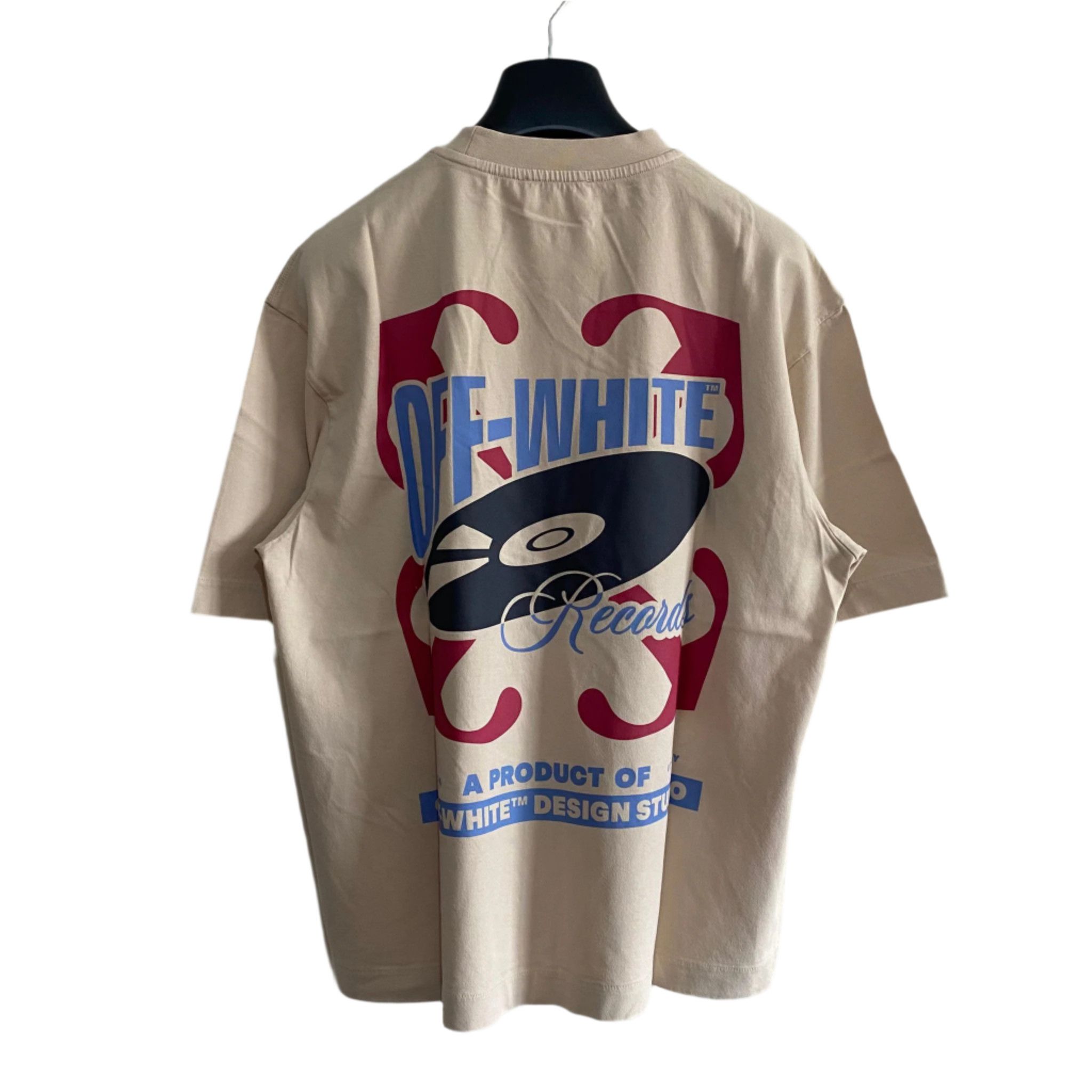Off-White Beige Records Logo Oversized Skate T-Shirt Size US XXS / EU 40 - 1 Thumbnail