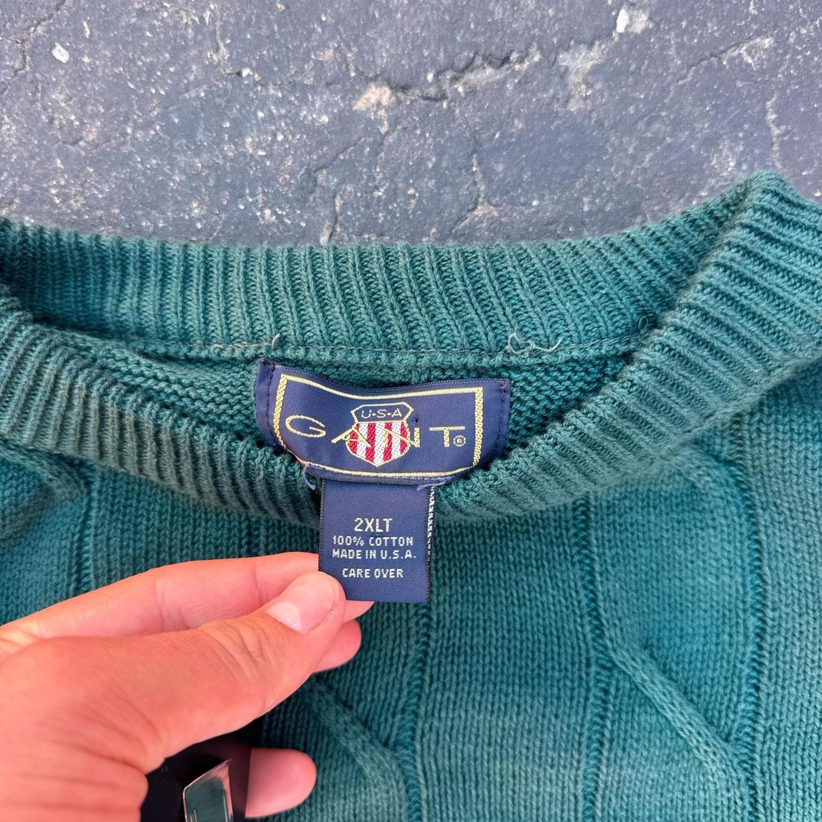 Gant Vintage 90s GANT U.S. Cable Knit Green Sweater Size 2XL Tall Size US XXL / EU 58 / 5 - 4 Thumbnail