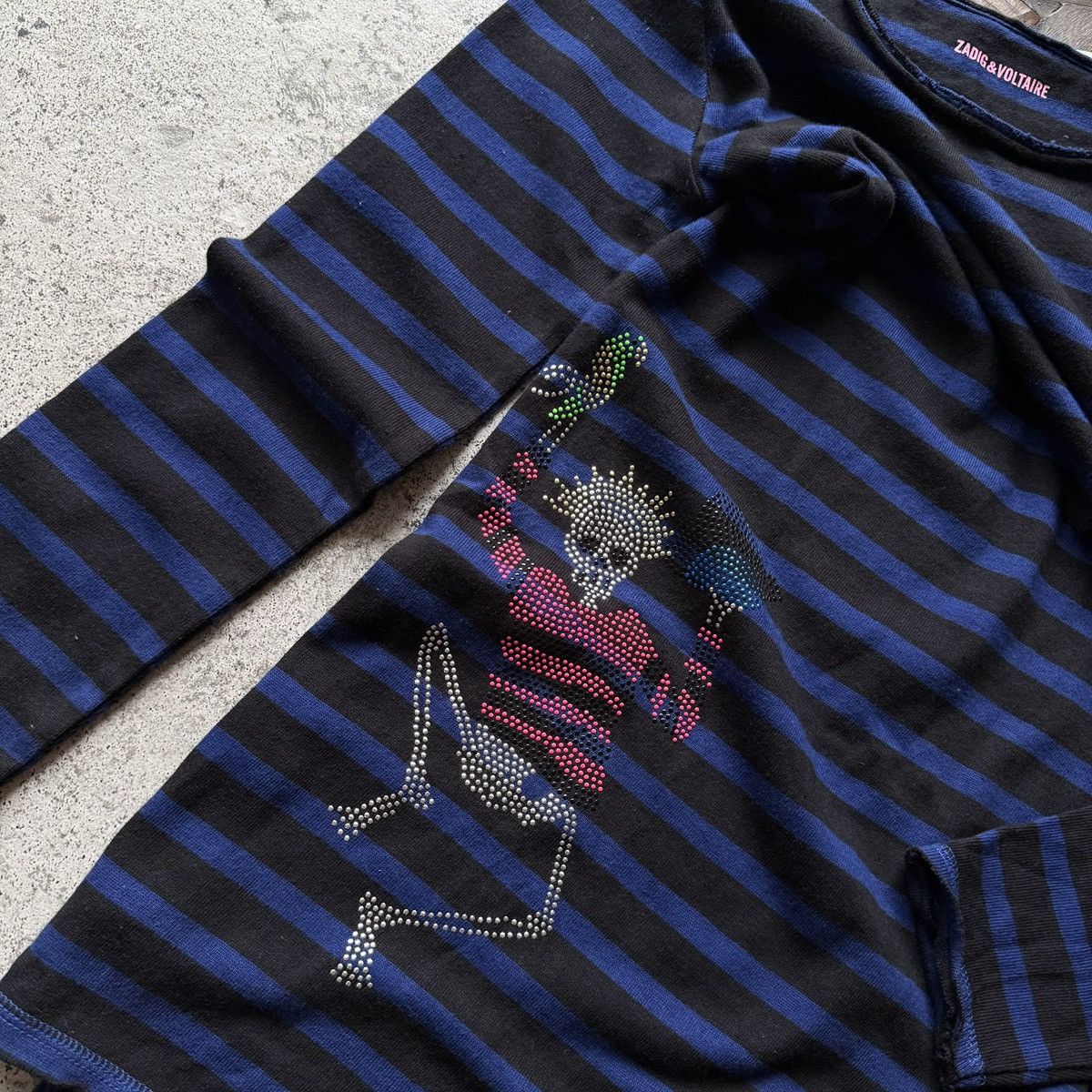 Zadig & Voltaire Zadig Voltaire Womens Black Blue Striped Skull Detail Dress Size XS / US 0-2 / IT 36-38 - 5 Thumbnail