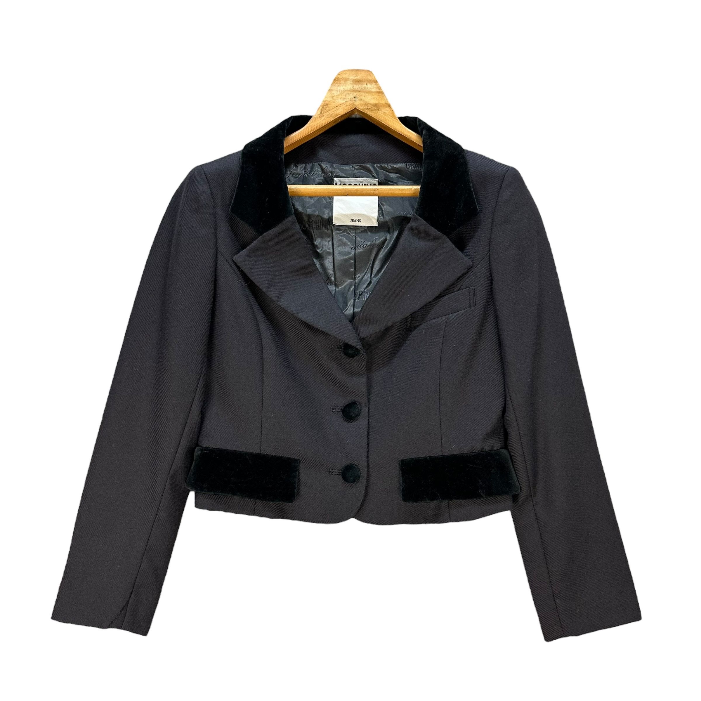 Moschino MOSCHINO Velvet Trim Formal Wool Cropped Jacket #A80-1926 Size M / US 6-8 / IT 42-44 - 1 Thumbnail