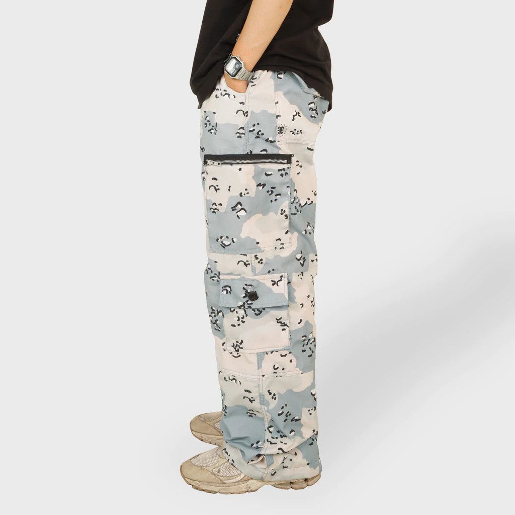Designer × Jean Epidemic Long Cargo Baggy Pants Chocochip Blue Size US 34 / EU 50 - 4 Thumbnail