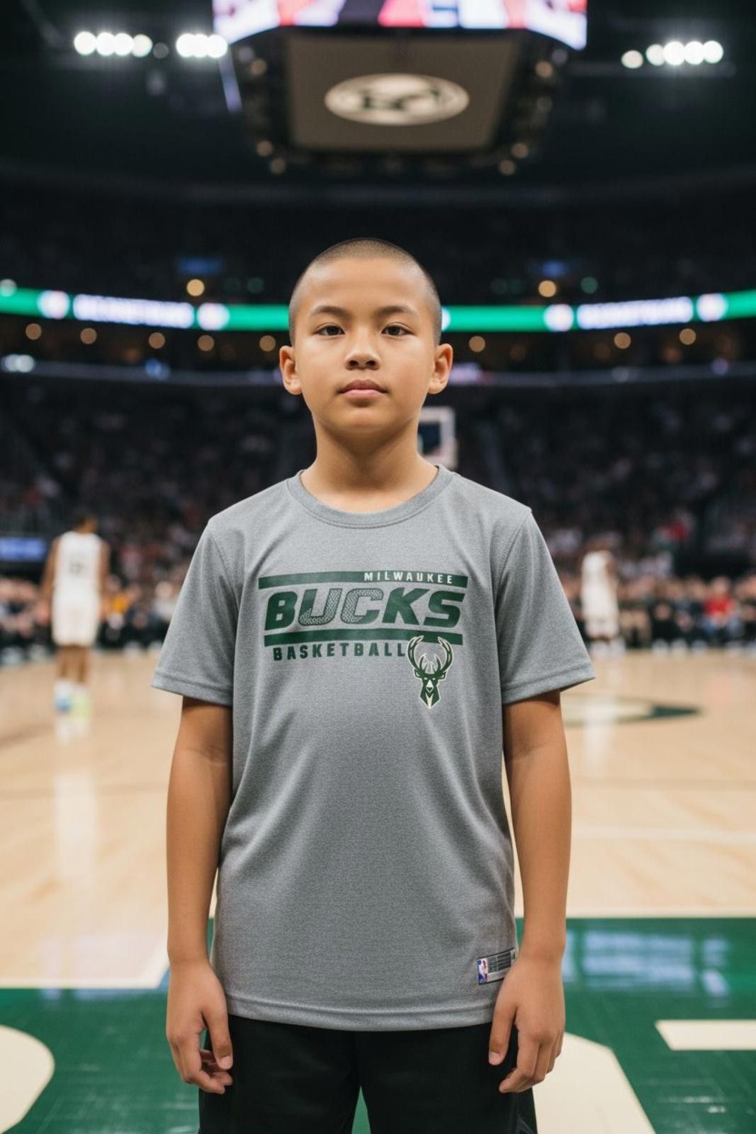 NBA Milwaukee Bucks Youth Basketball T-Shirt Gray Unisex Kids' Size US L / EU 52-54 / 3 - 2 Thumbnail