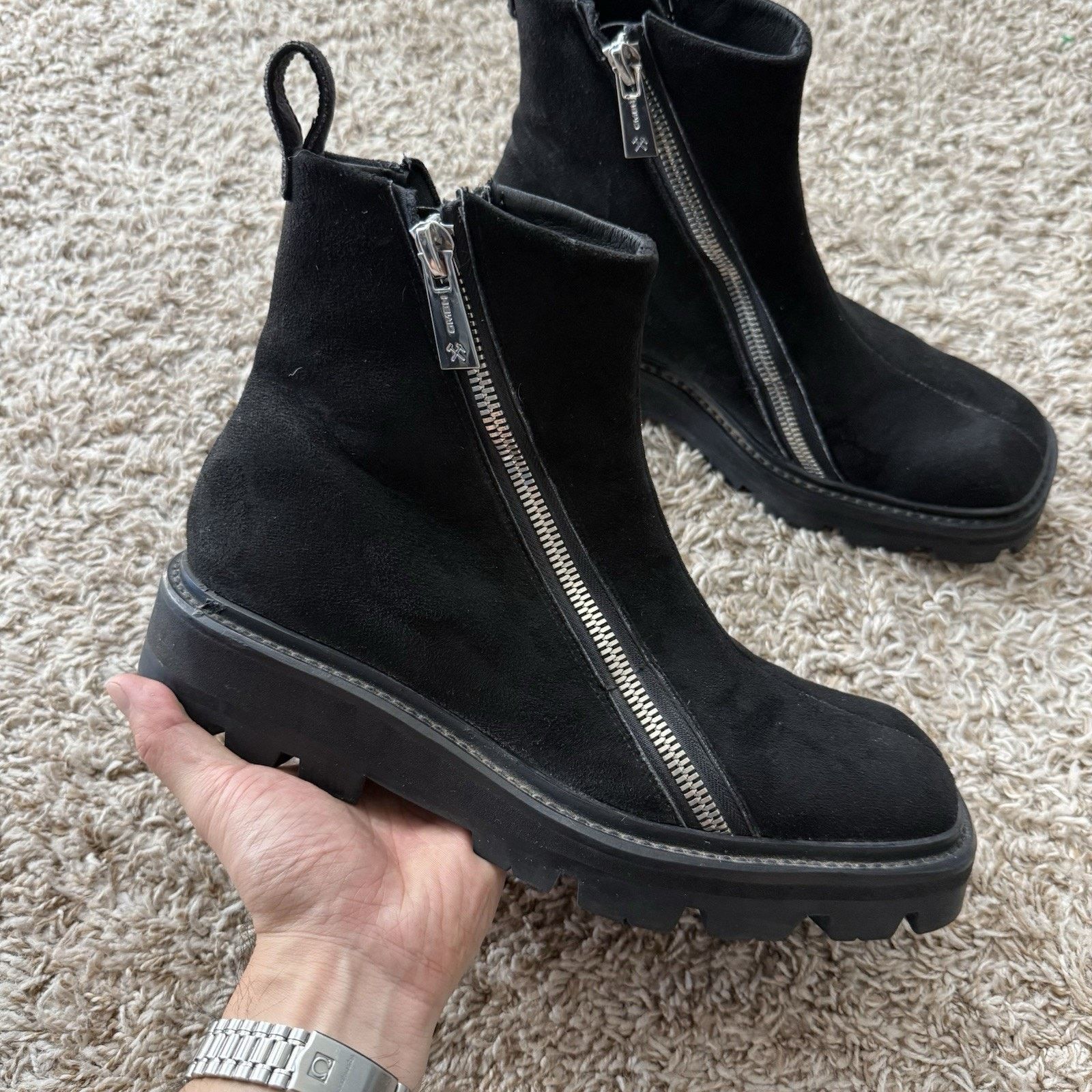 GmbH GmbH Selim Biker Boots Black Suede Double Zip Square Size 43 Size US 9.5 / EU 42-43 - 5 Thumbnail