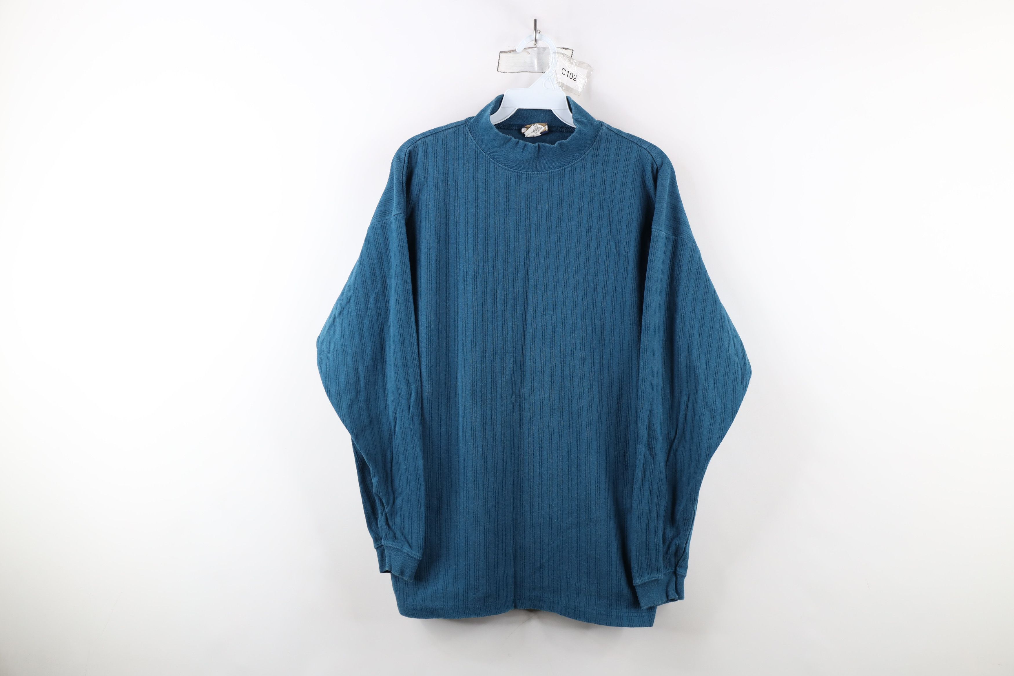 Vintage Vintage 90s Streetwear Ribbed Mock Neck Long Sleeve T-Shirt Size US XL / EU 56 / 4 - 1 Thumbnail