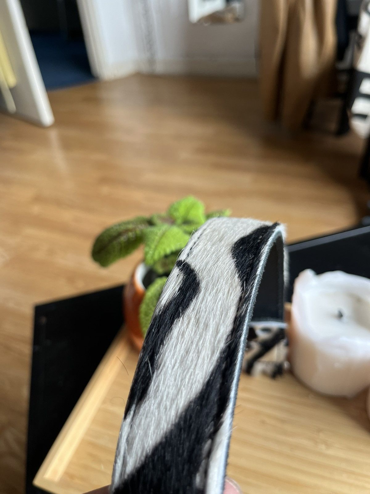 Designer × Genuine Leather × Vintage Vintage Pony Hair Zebra Print Belt Size ONE SIZE - 4 Thumbnail
