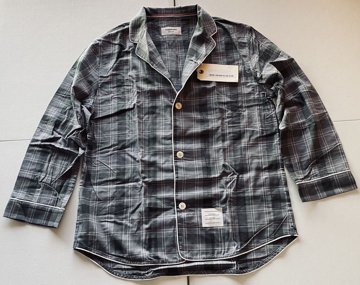 Thom Browne Thom Browne grey/lt grey flannel windowpane check top 2 NWT Size US M / EU 48-50 / 2 - 17 Thumbnail