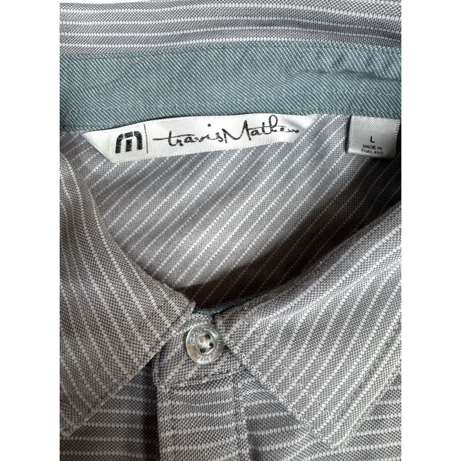 TravisMathew Travis Mathew Men Polo Shirt Striped Gray Embroidered Monarch Beach Golf Short Sleeve Size L Size US L / EU 52-54 / 3 - 3 Thumbnail