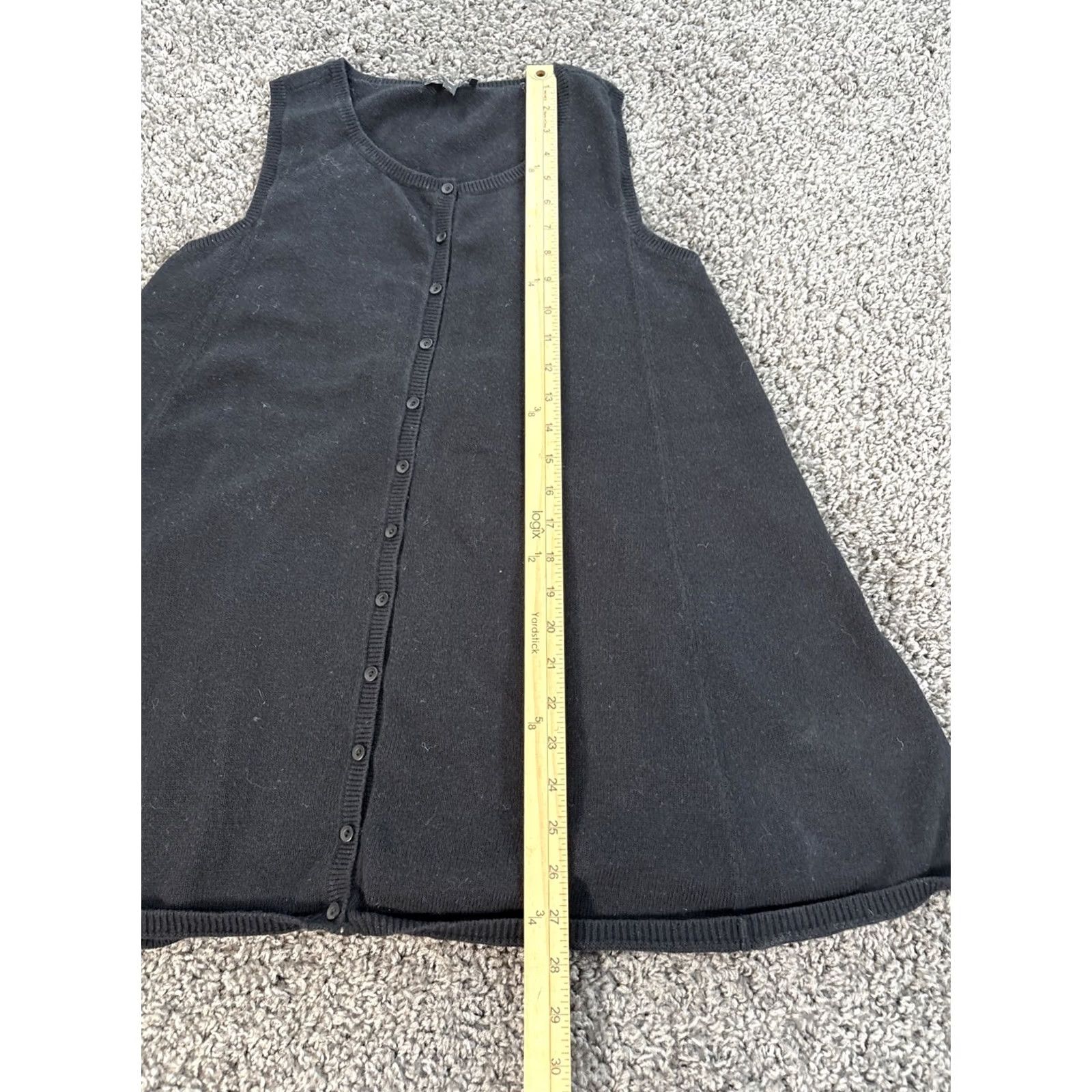Eileen Fisher Eileen Fisher Button Front Vest Shirt Dress Womens Midi Black Cashmere Cotton Button Crew Neck Sleeveless M Med Women Size M / US 6-8 / IT 42-44 - 2 Thumbnail