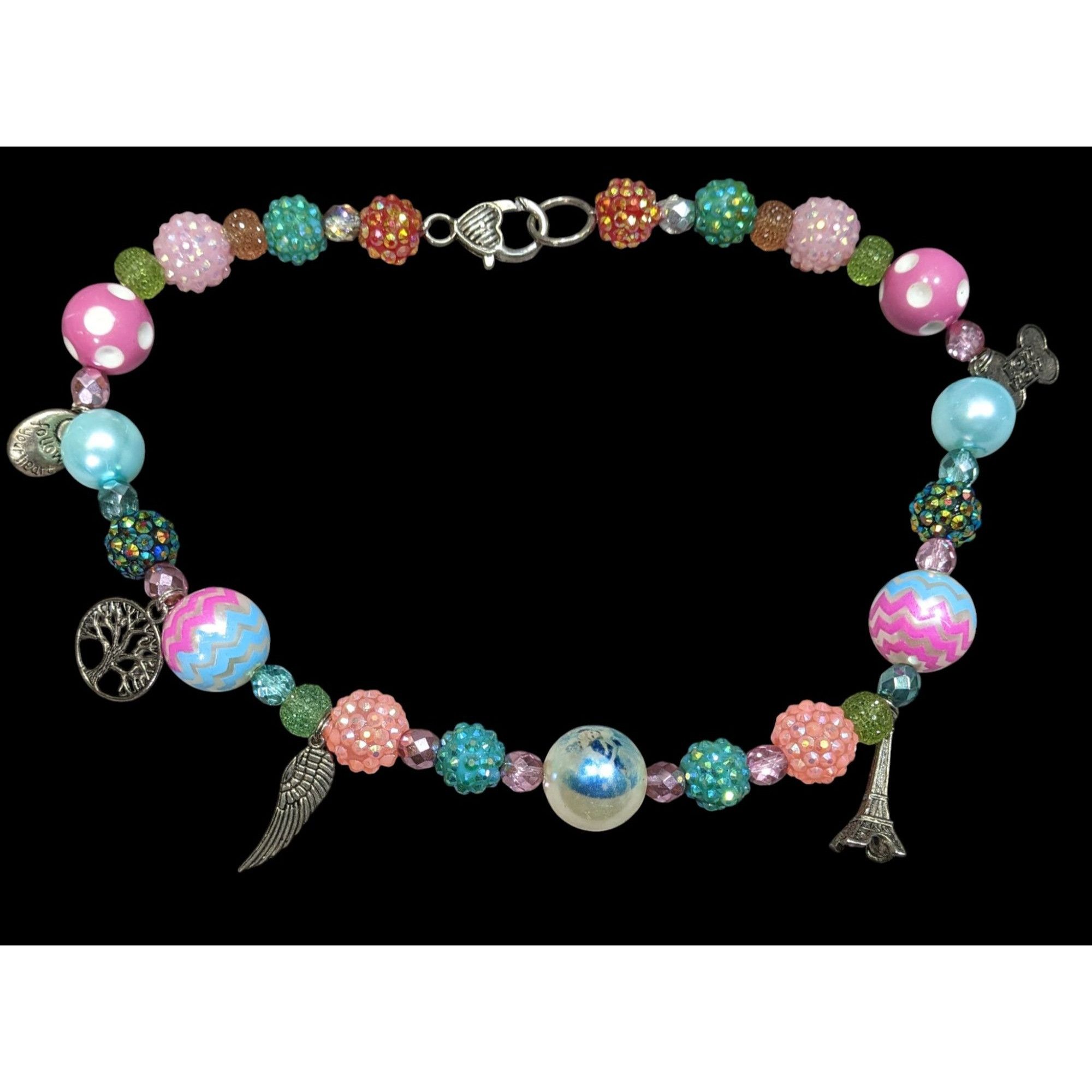 Handmade Candycore Bubblegum Rainbow Necklace With Charms Size ONE SIZE - 1 Thumbnail