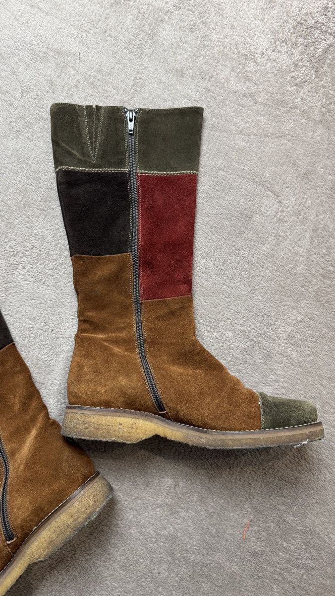 Vintage Faded Boho Patchwork Leather Suede Boots 80 90s cdg gtat Size US 7 / IT 37 - 6 Thumbnail