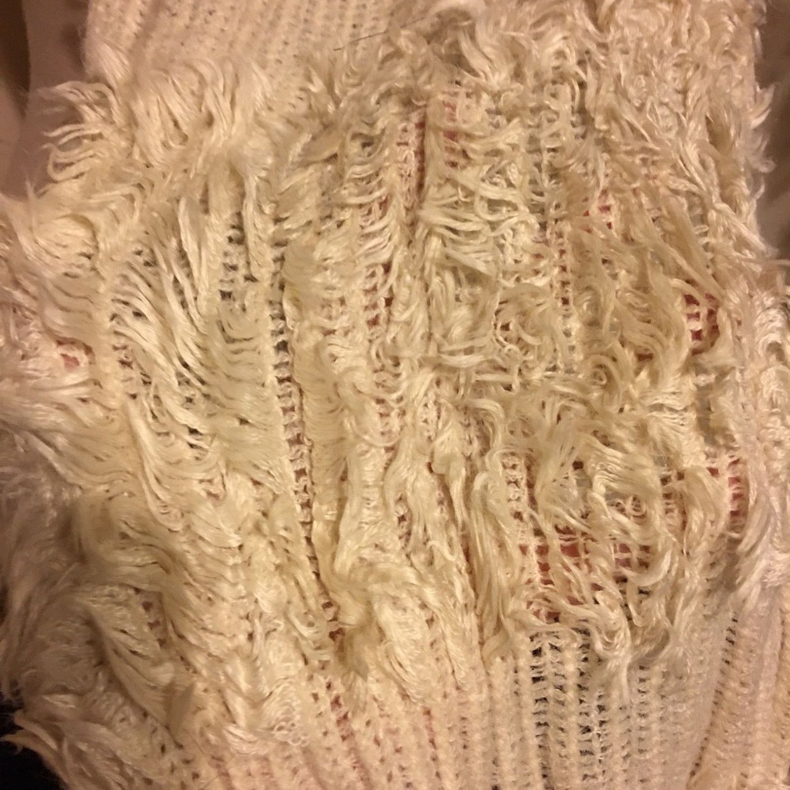 Other Cream faux fur and knit scarf wrap 10”x80” Size ONE SIZE - 6 Thumbnail