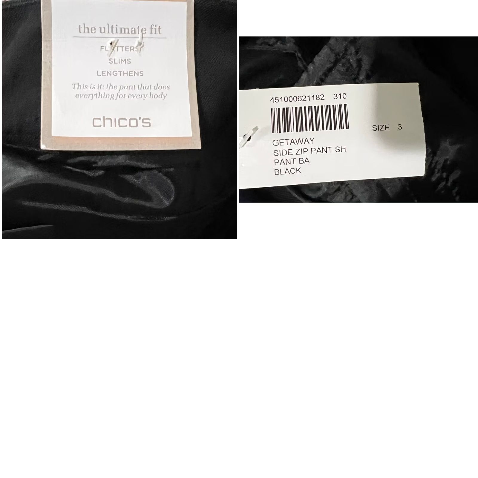 Vintage CHICO'S Black Ultimate Fit Getaway Pants Side Zip Slimming XL Women Pants Short Slimming Chino 3 Short NWT Size 40" / US 18 - 8 Thumbnail