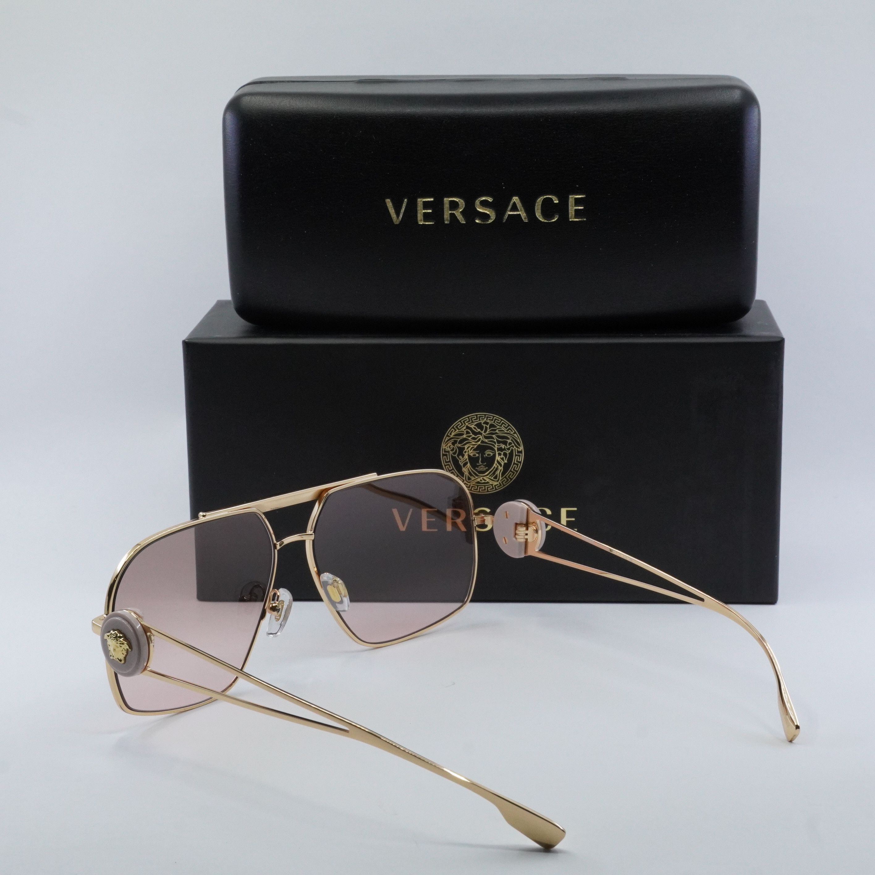 Versace Versace VE2269 10027E Sunglasses Gold Geometric Frame Size ONE SIZE - 11 Thumbnail