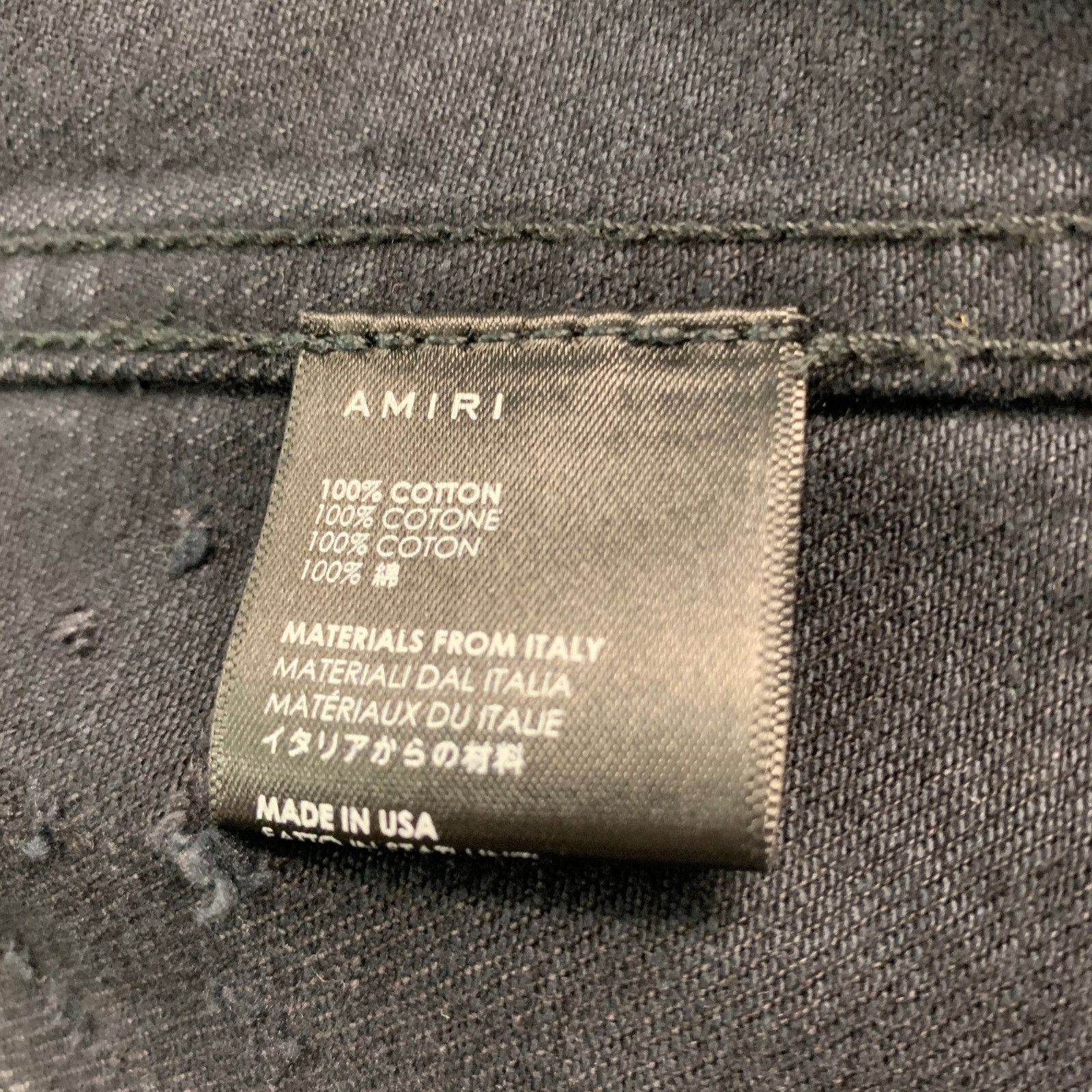 Amiri AMIRI Size XL Black Grey Distressed Cotton Trucker Jacket Size US XL / EU 56 / 4 - 6 Thumbnail