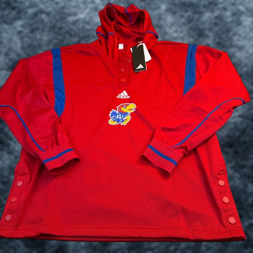 Adidas VINTAGE adidas Kansas Jayhawks Pullover Hoodie Jersey Red Blue Men's Medium NWT Size US M / EU 48-50 / 2 - 1 Thumbnail