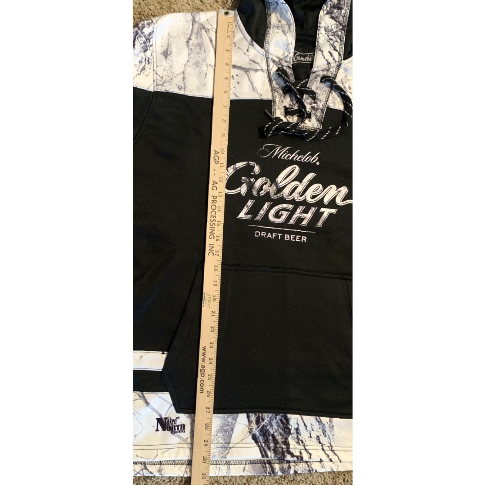 Logo 7 Michelob Golden hoodie logo Sz 2XL black Camo pocket beer party hunting 2098 Size US XXL / EU 58 / 5 - 5 Thumbnail