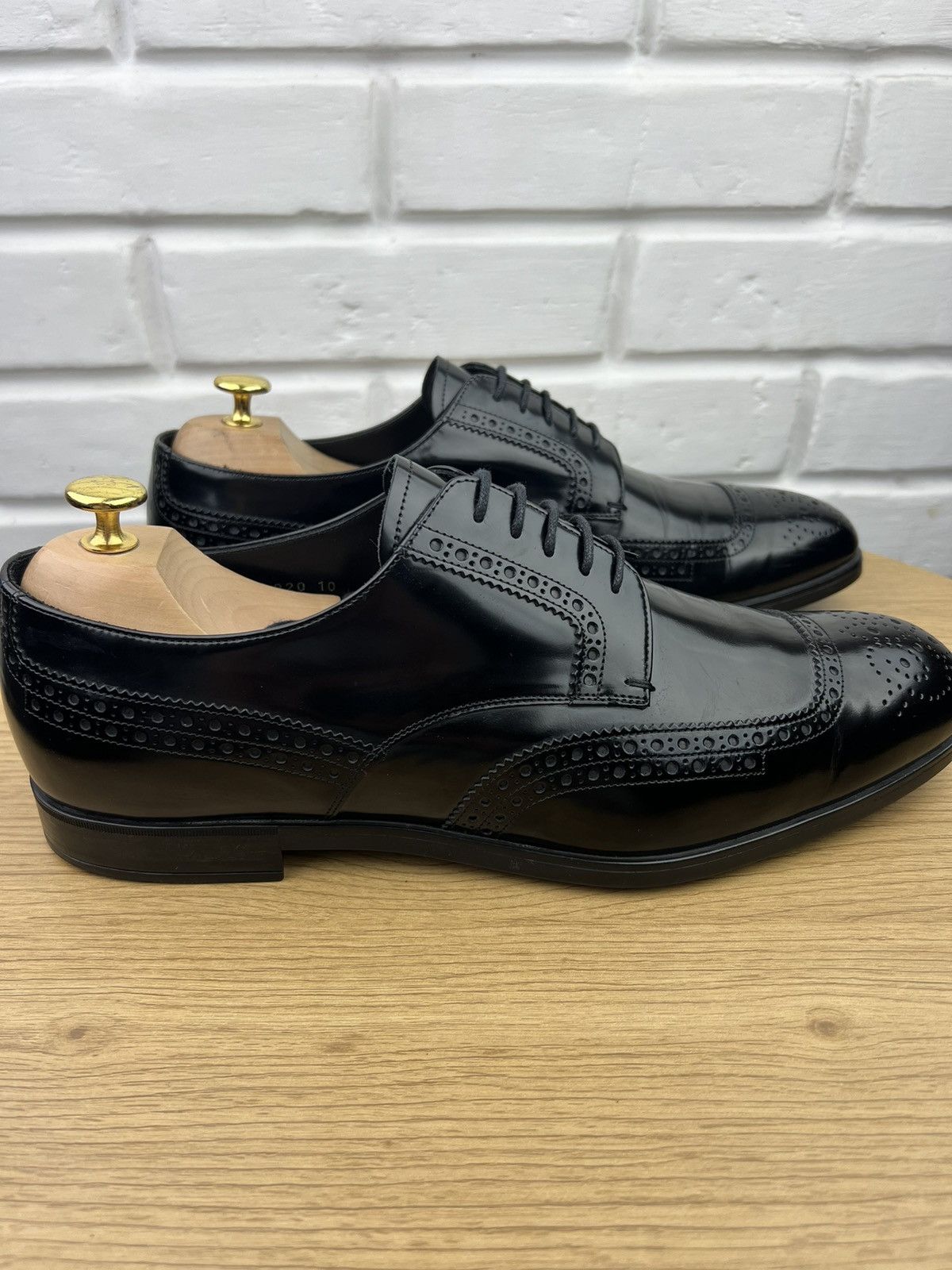 Prada PRADA MILANO Derby Brogues Leather Shoes Wingtip Black Men’s Size US 11 / EU 44 - 8 Thumbnail