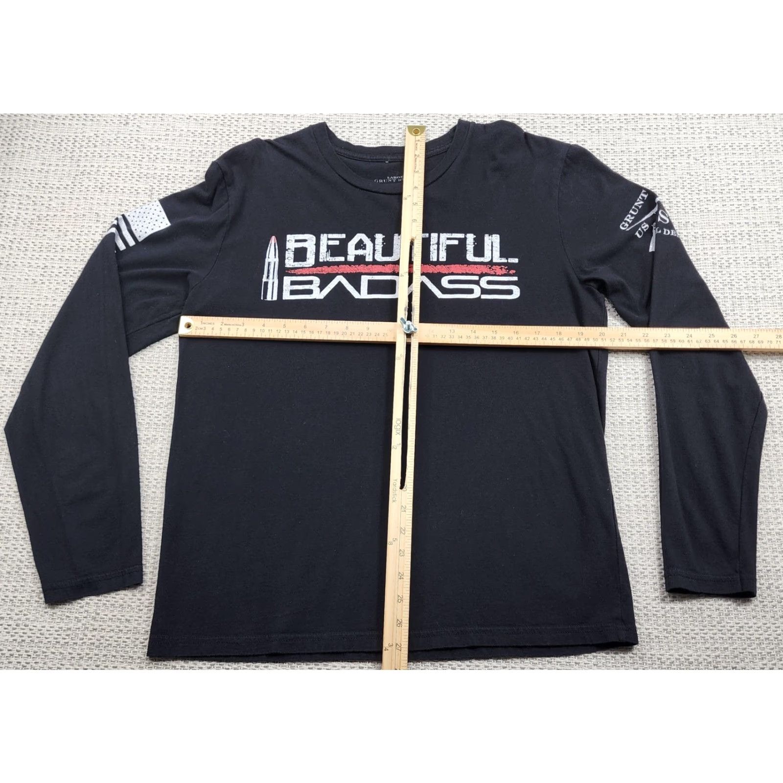 Vintage Grunt Style Shirt Adult Large Long Sleeve Black Cotton Crew Neck Patriotic Logo Modern Graphic Size US L / EU 52-54 / 3 - 5 Thumbnail