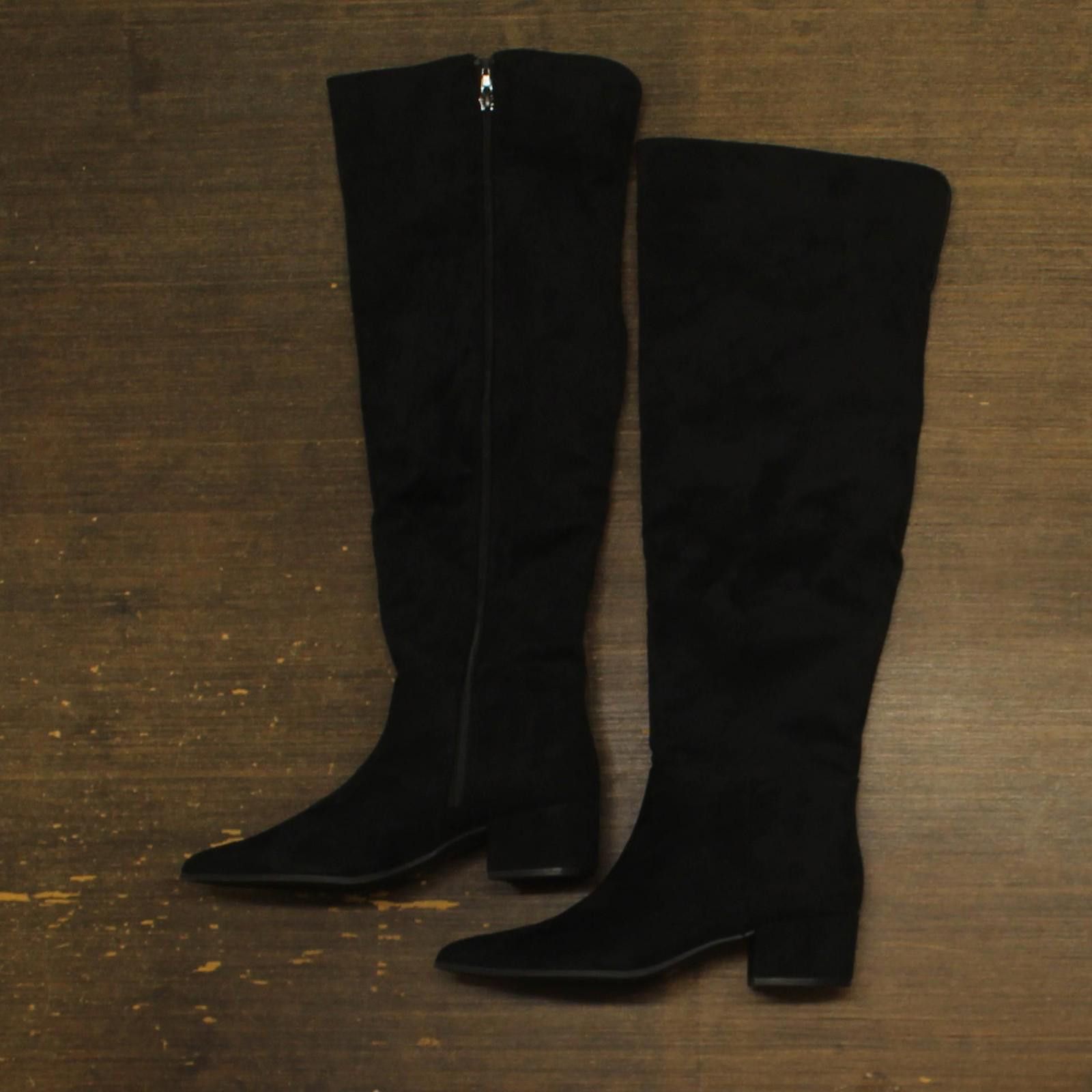 Nwt On 34th Over The Knee Dress Boot Black Microsuede 7.5m