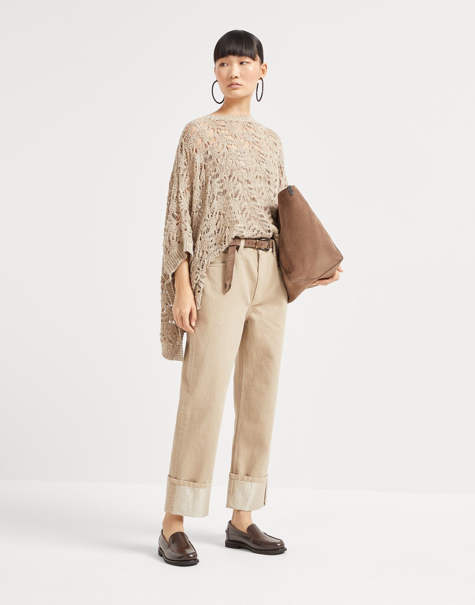 Brunello Cucinelli o1la1rc1a0326 Dyed Sparkling Denim Cropped Trousers Brown Size 25" / US 0 / IT 36 - 4 Thumbnail
