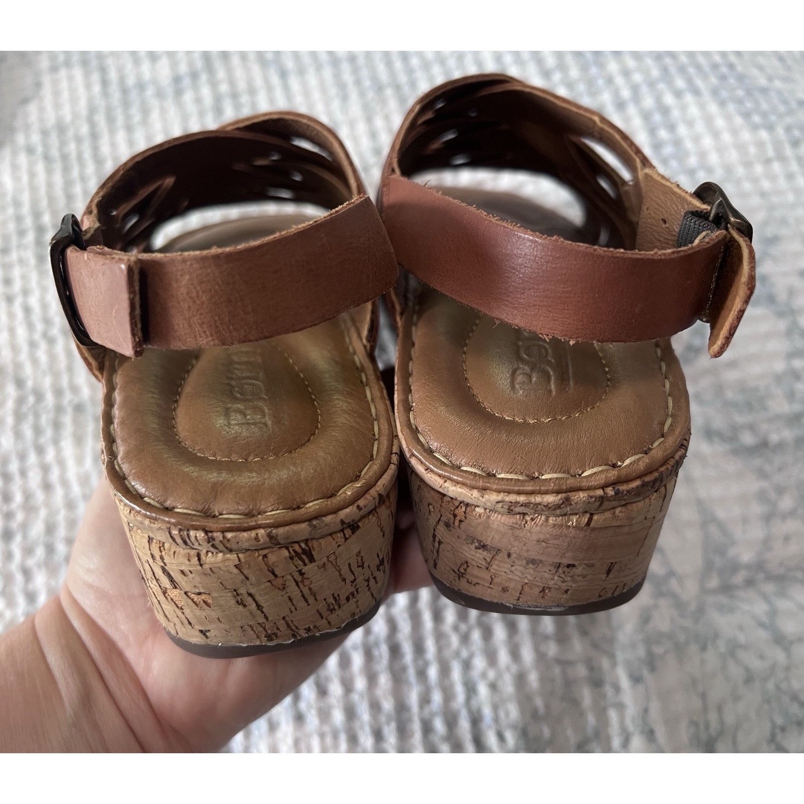 Born Born Cork Platform Laila Brown Leather Woven Wedge 7 EUC Size US 7 / IT 37 - 6 Thumbnail