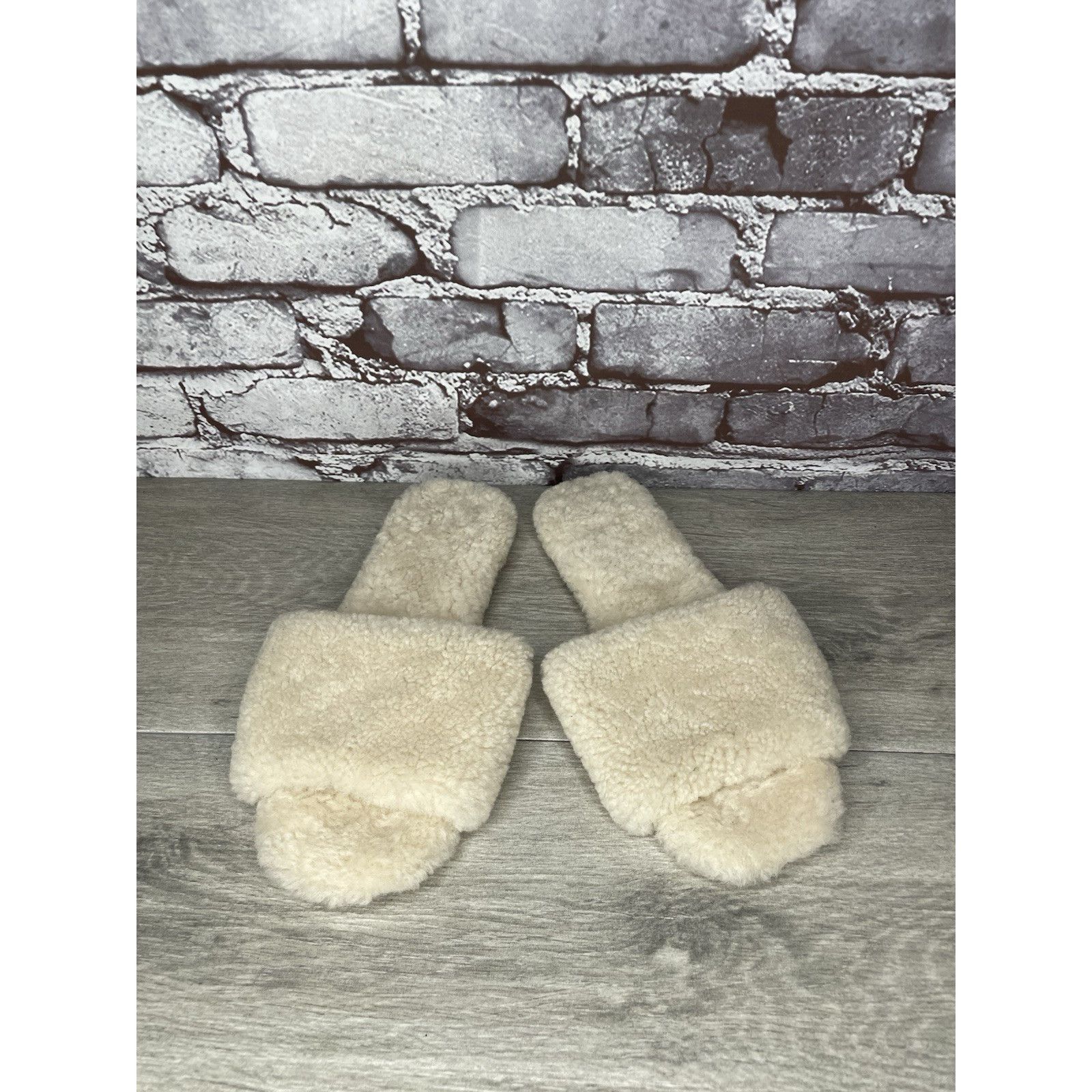 Other Raye Sherp Ivory Cream Faux Fur Slippers Open Toe Sandals Wo Size US 7 / IT 37 - 7 Thumbnail