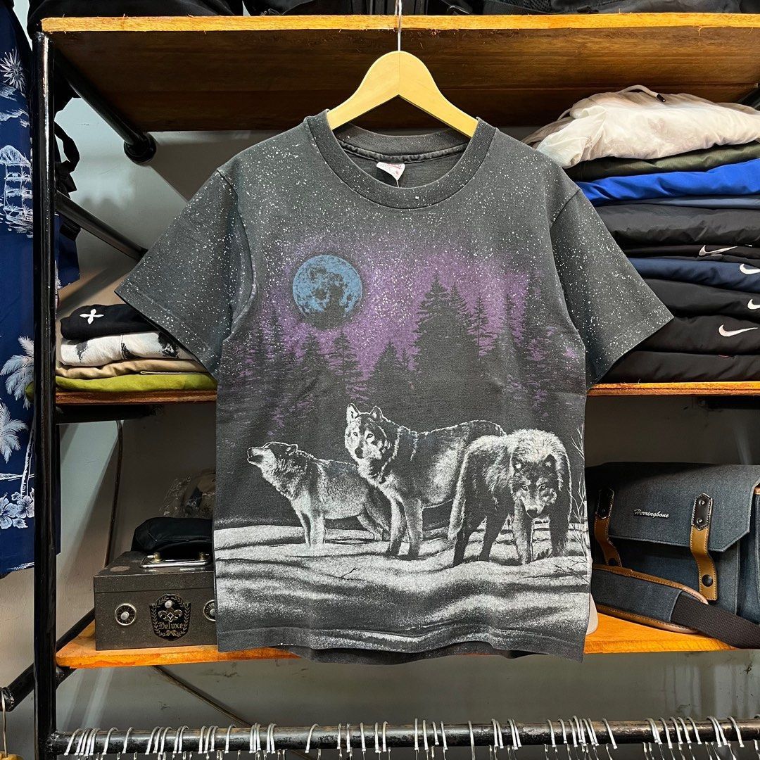 1991 SAN SEGAL AOP Wolf Faded Tee