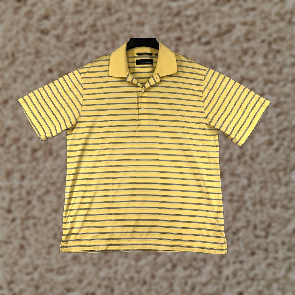 Vintage Greg Norman Polo Shirt Mens Large Yellow White Striped 100% Cotton Golf Golfer Shirt Polo Shirt Size US L / EU 52-54 / 3 - 1 Thumbnail