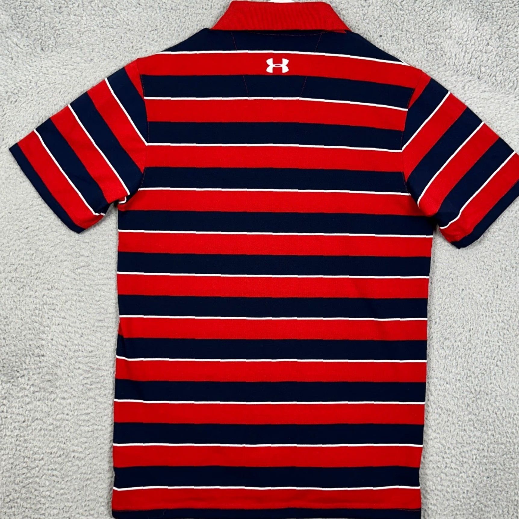 Under Armour Under Armour Polo Shirt Mens Small Short Sleeve Striped Red Navy White Golf Casual Activewear EUC Size US S / EU 44-46 / 1 - 3 Thumbnail
