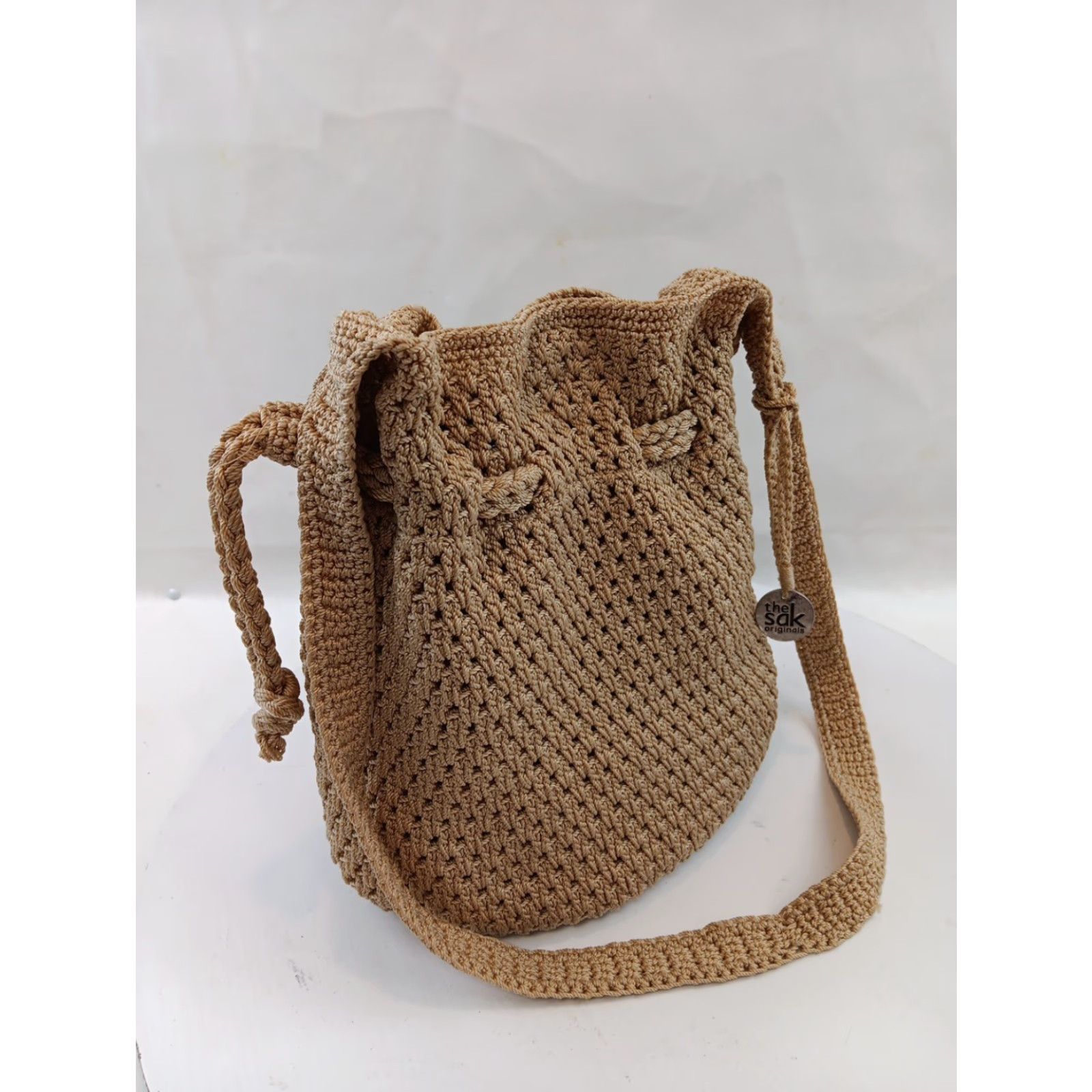 The Sak The Sak Bucket Bag Crochet Purse Crossbody Beige Drawstring LOGO Size ONE SIZE - 2 Thumbnail