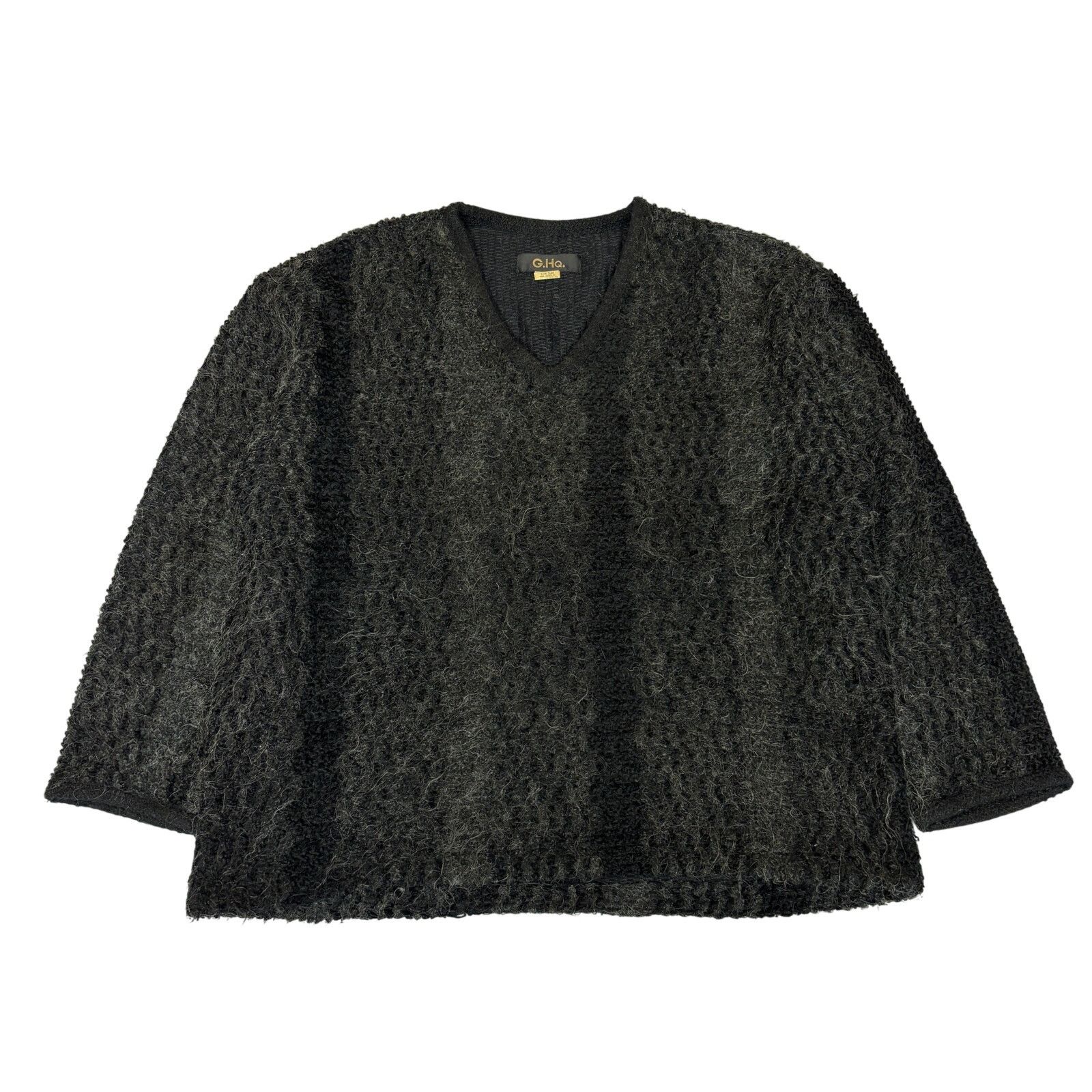 Vintage 90s GHQ Black Mohair Blend Stripe Men's M