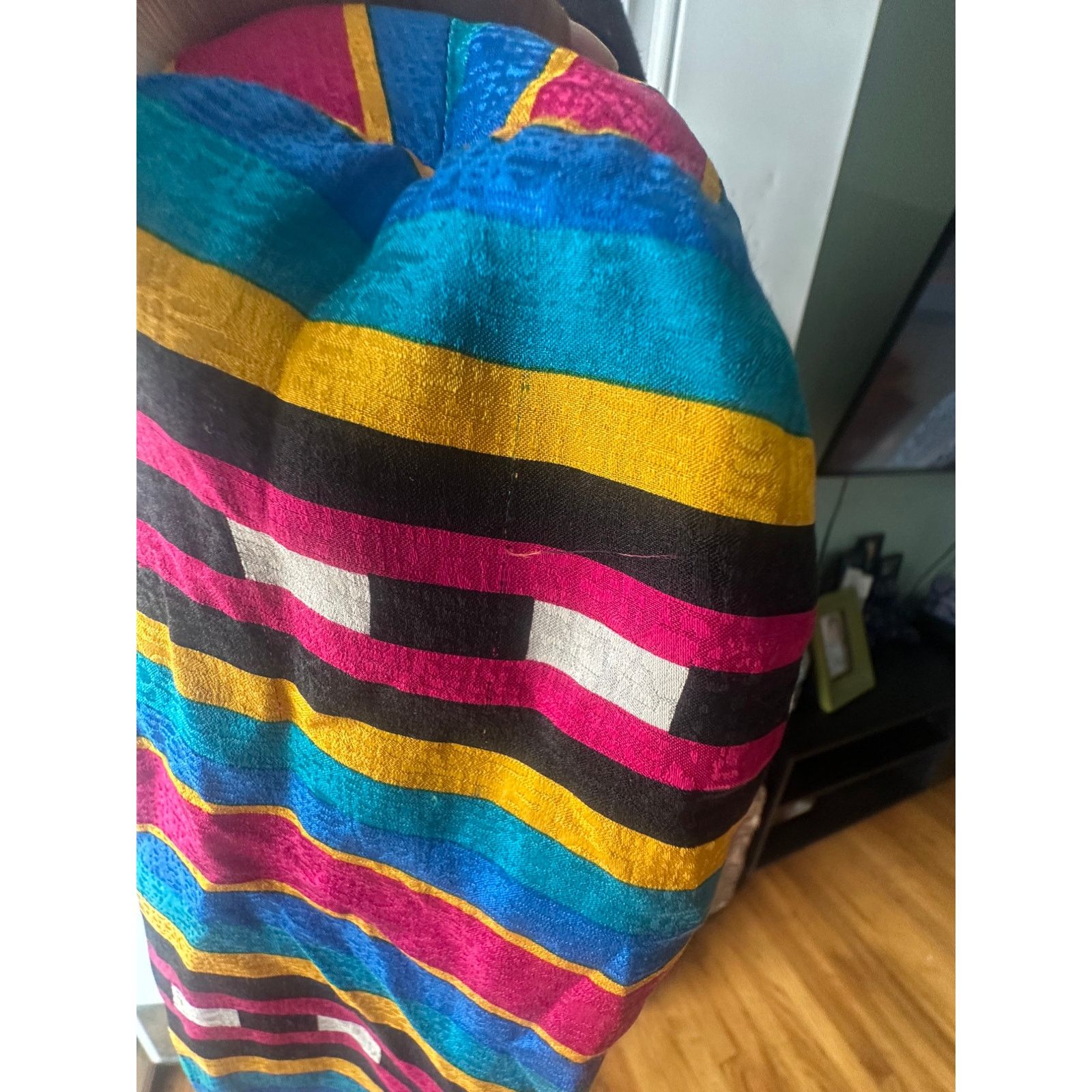 Adrianna Papell Adrianna Papell 100% Silk Colorful Striped Blazer Size M / US 6-8 / IT 42-44 - 4 Thumbnail