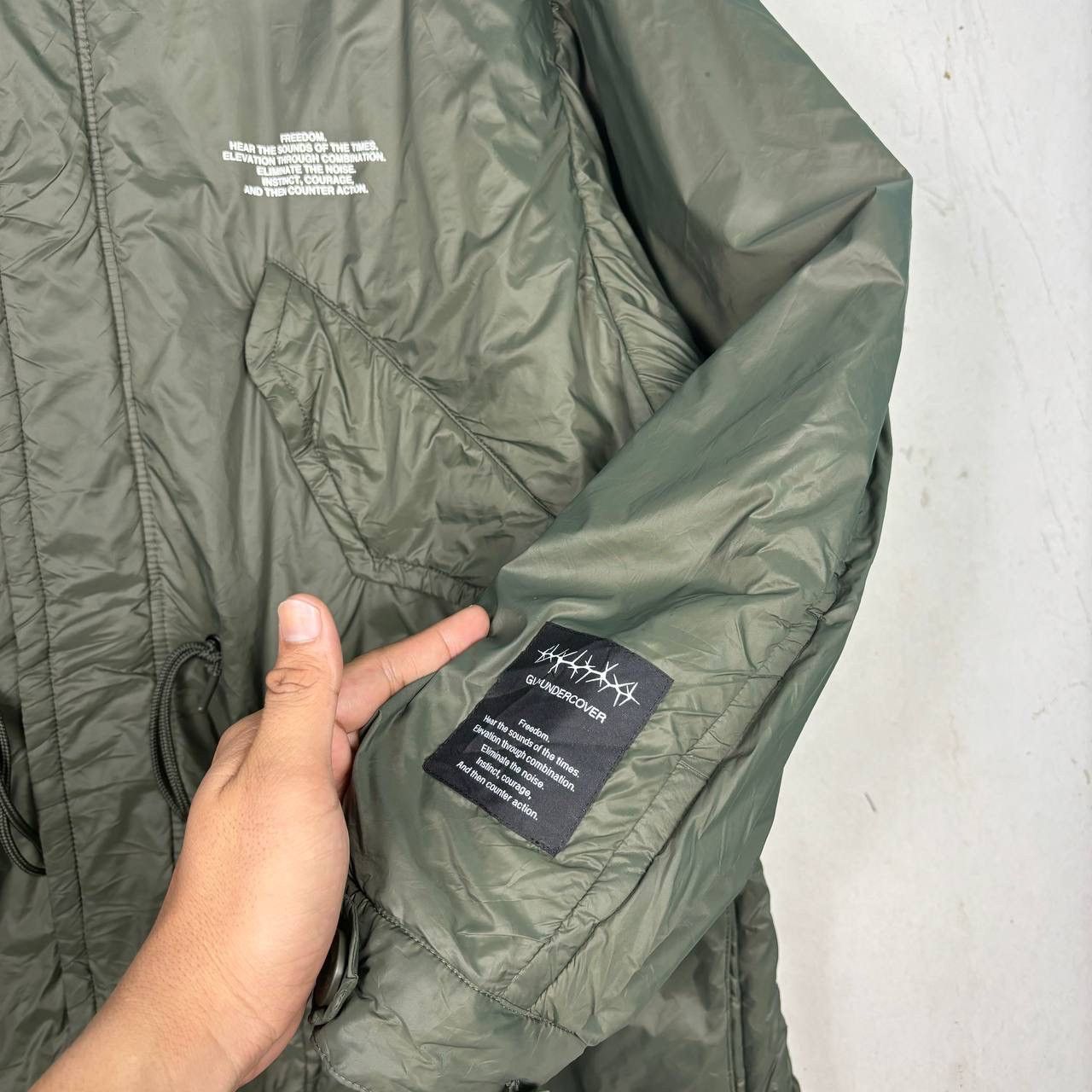 GU × Undercover AW21 GU x Undercover Padded Flower Parka Coat Olive Size US L / EU 52-54 / 3 - 5 Thumbnail
