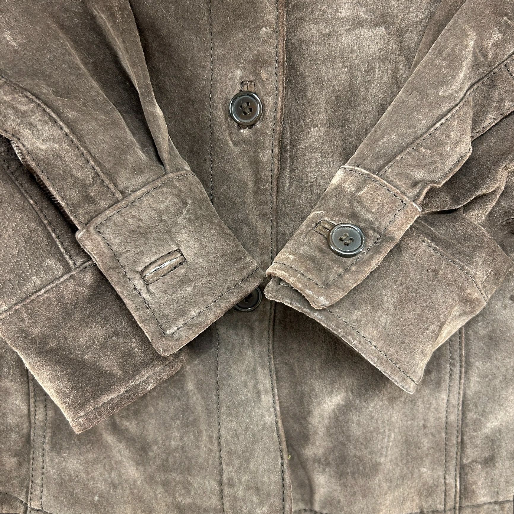 Vintage VINTAGE Ami Jacket Womens M Brown Trucker Genuine Leather Suede Button Shirt 90s Size M / US 6-8 / IT 42-44 - 3 Thumbnail