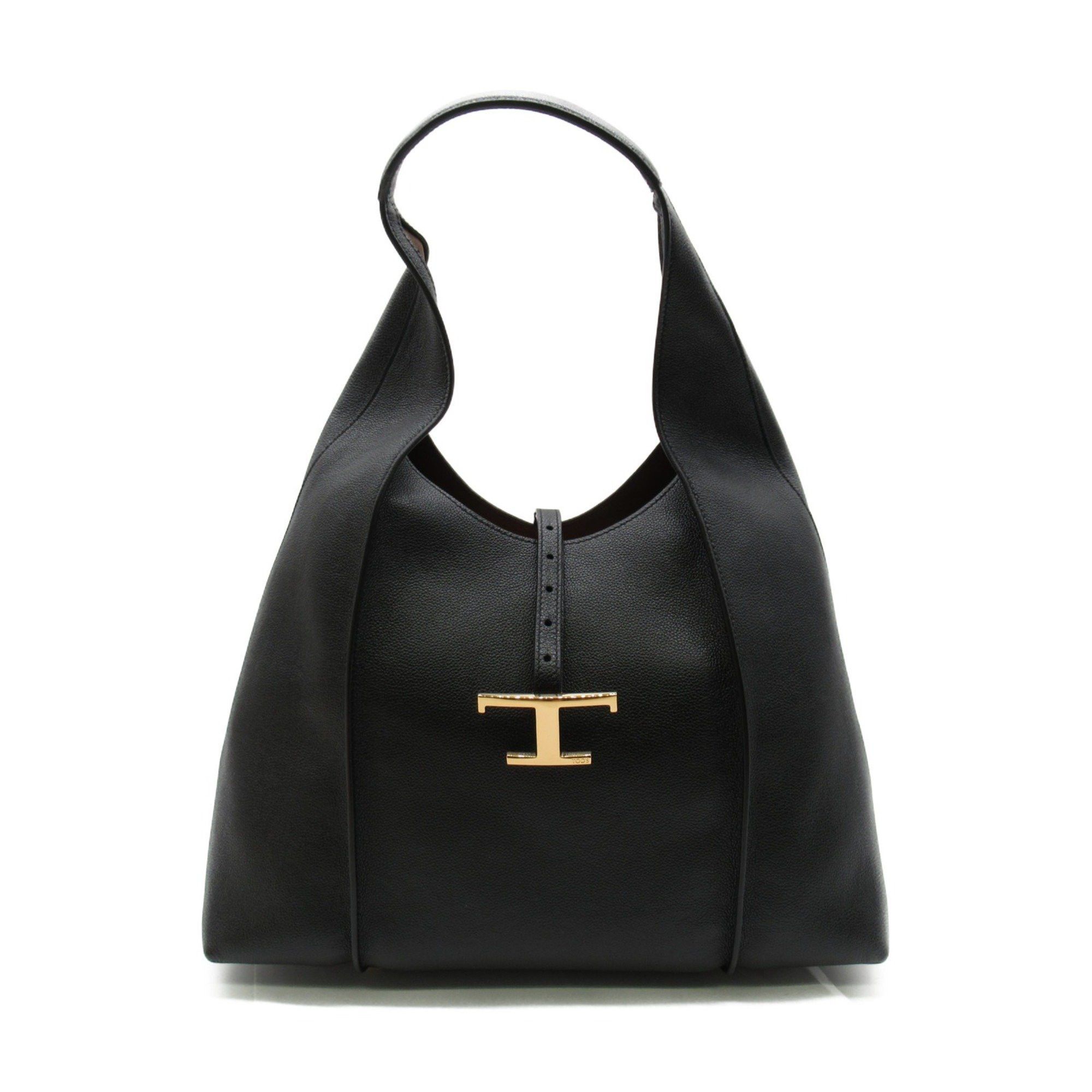 image of Tods Tod's T Timeless Leather Hobo Bag Medium Black Leather Xbwtsbe9300Q8Eb999, Women's