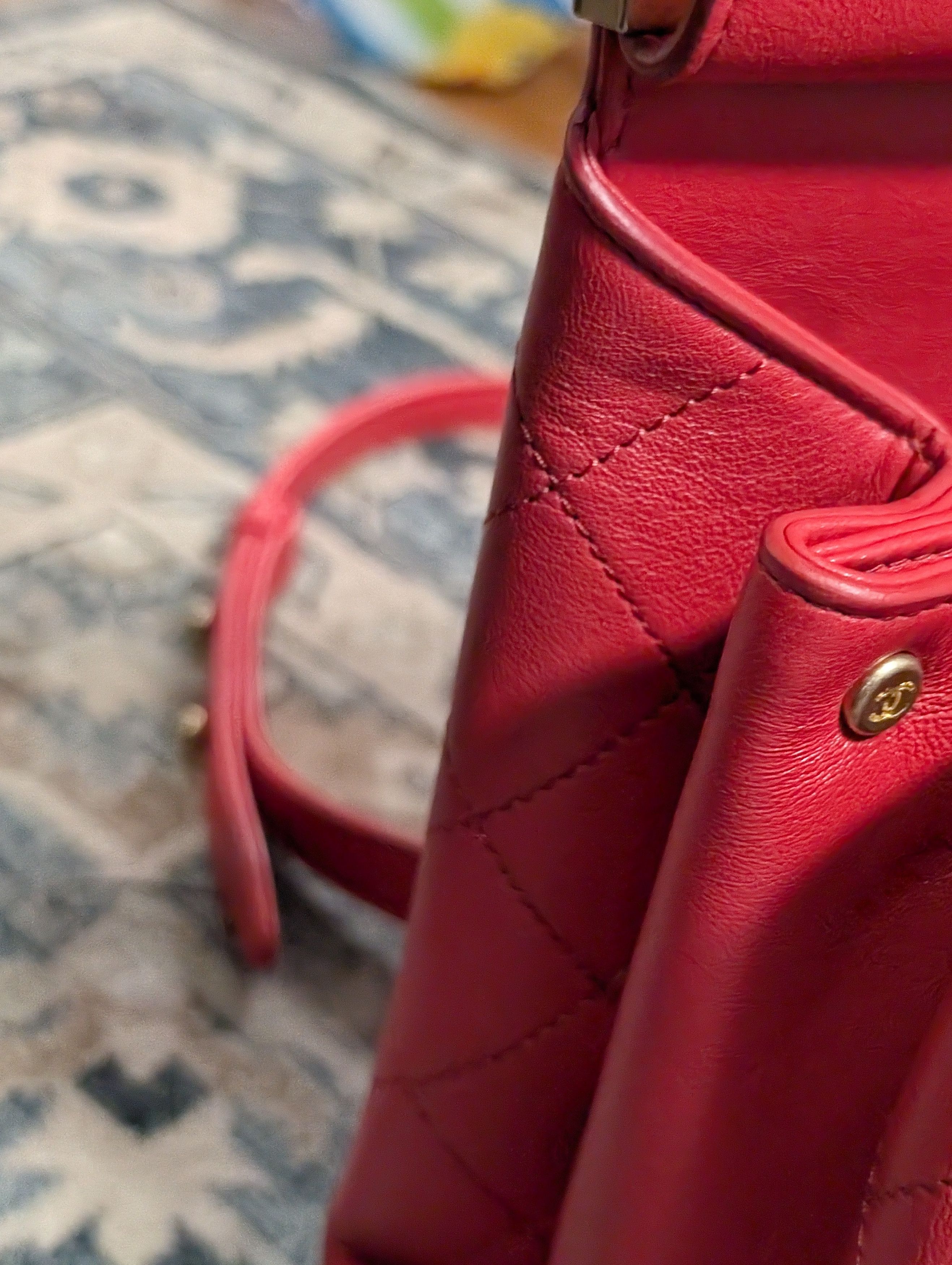 Chanel CHANEL Red Quilted Top Handle Shoulder Bag Size ONE SIZE - 10 Thumbnail